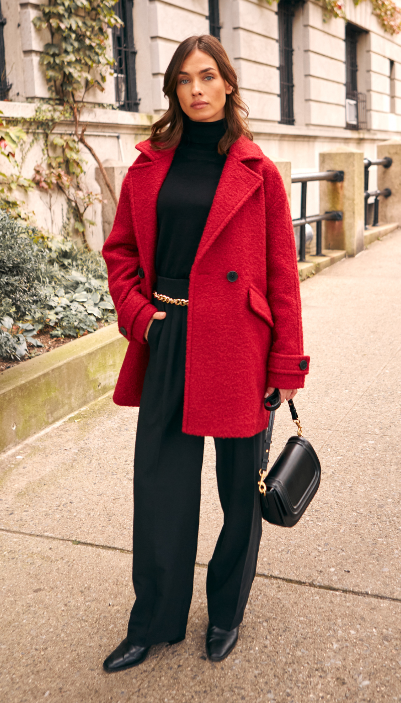 POLY BOUCLE PEA COAT