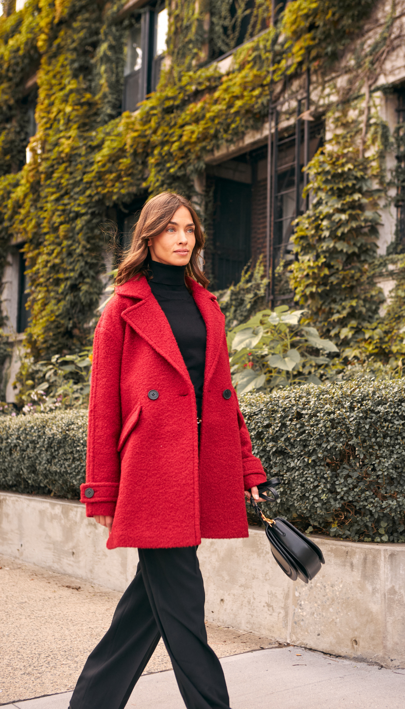 POLY BOUCLE PEA COAT