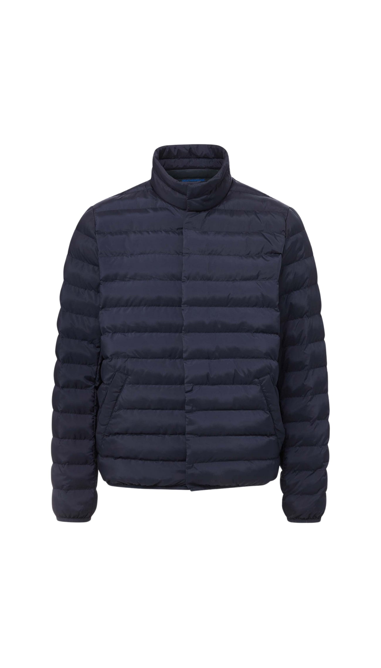 WEATHERPROOF X MAGNAREADY PUFFER JACKET WITH MAGNETIC BUTTONS IN NAVY