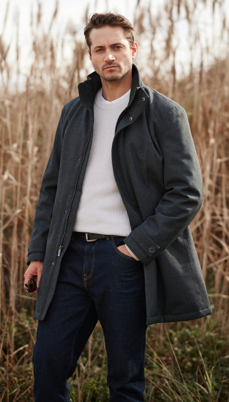 dress jackets for men TWILL TECH OVERCOAT
