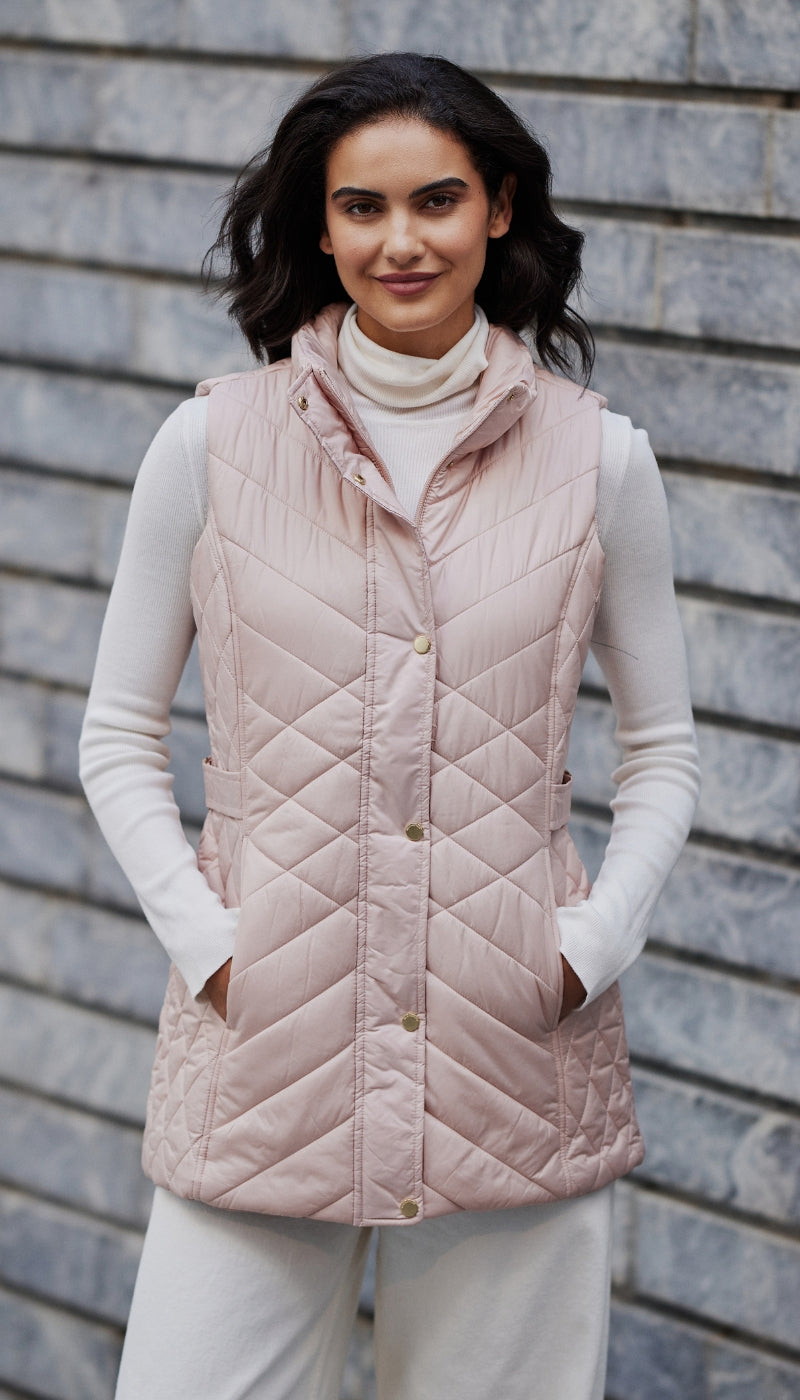 MIXED QUILTED LONGLINE VEST - Main Image