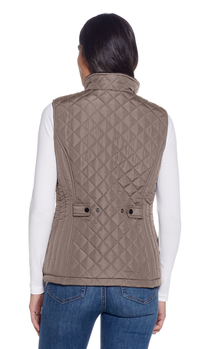 MIXED QUILTED VEST WITH PLUSH LINING