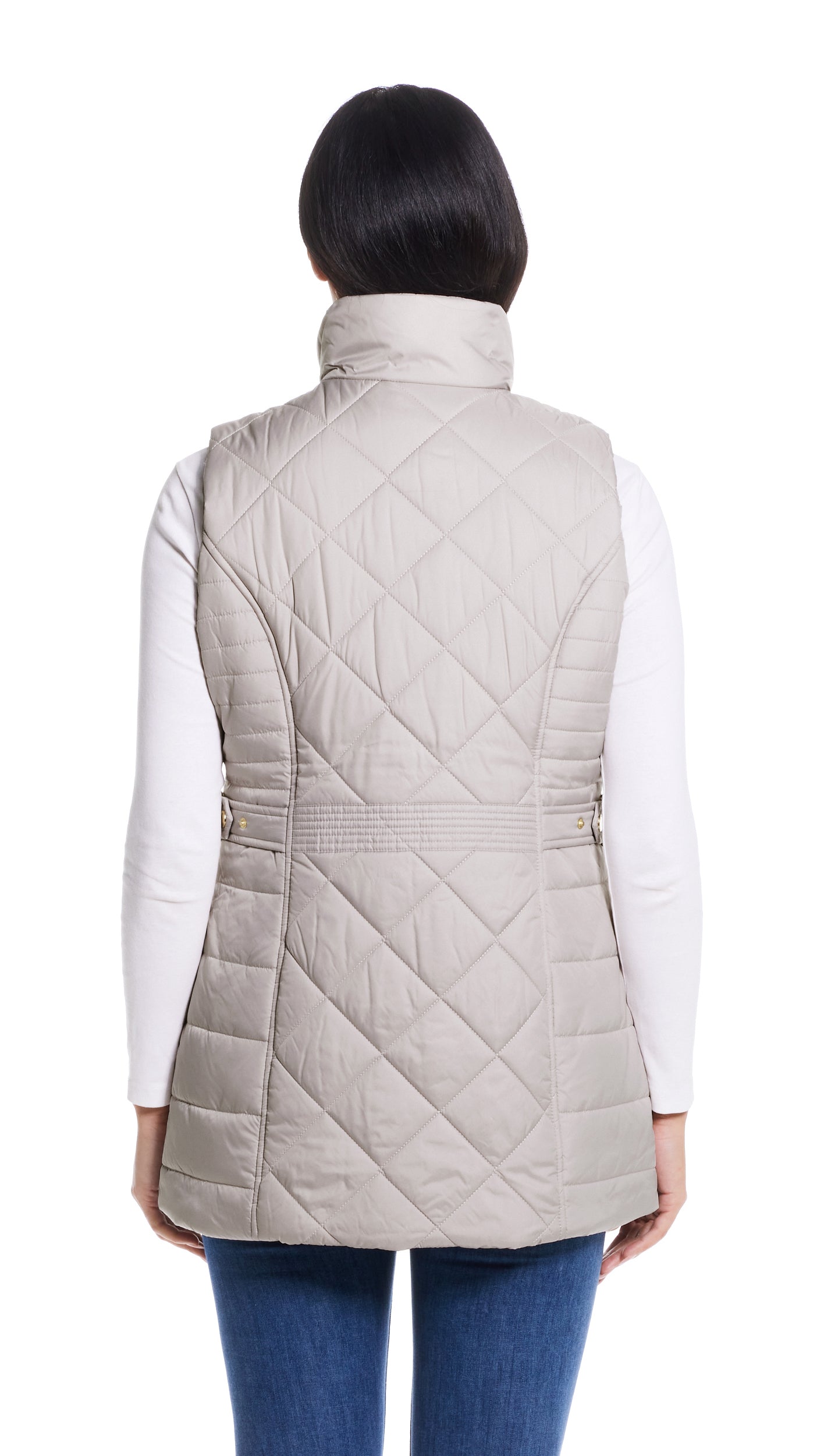 DIAMOND QUILTED LONG LINE CLINCHED VEST