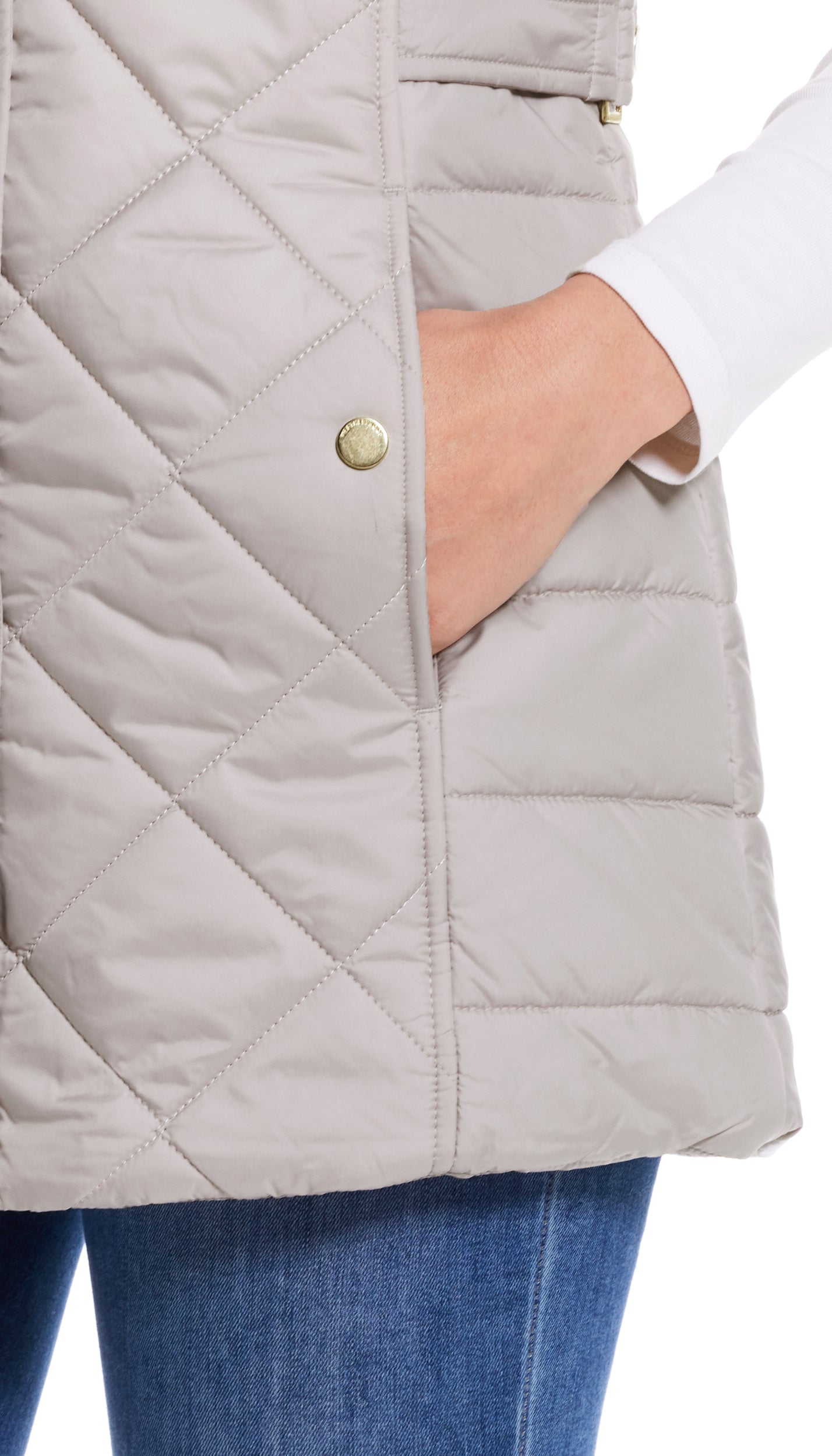 DIAMOND QUILTED LONG LINE CLINCHED VEST