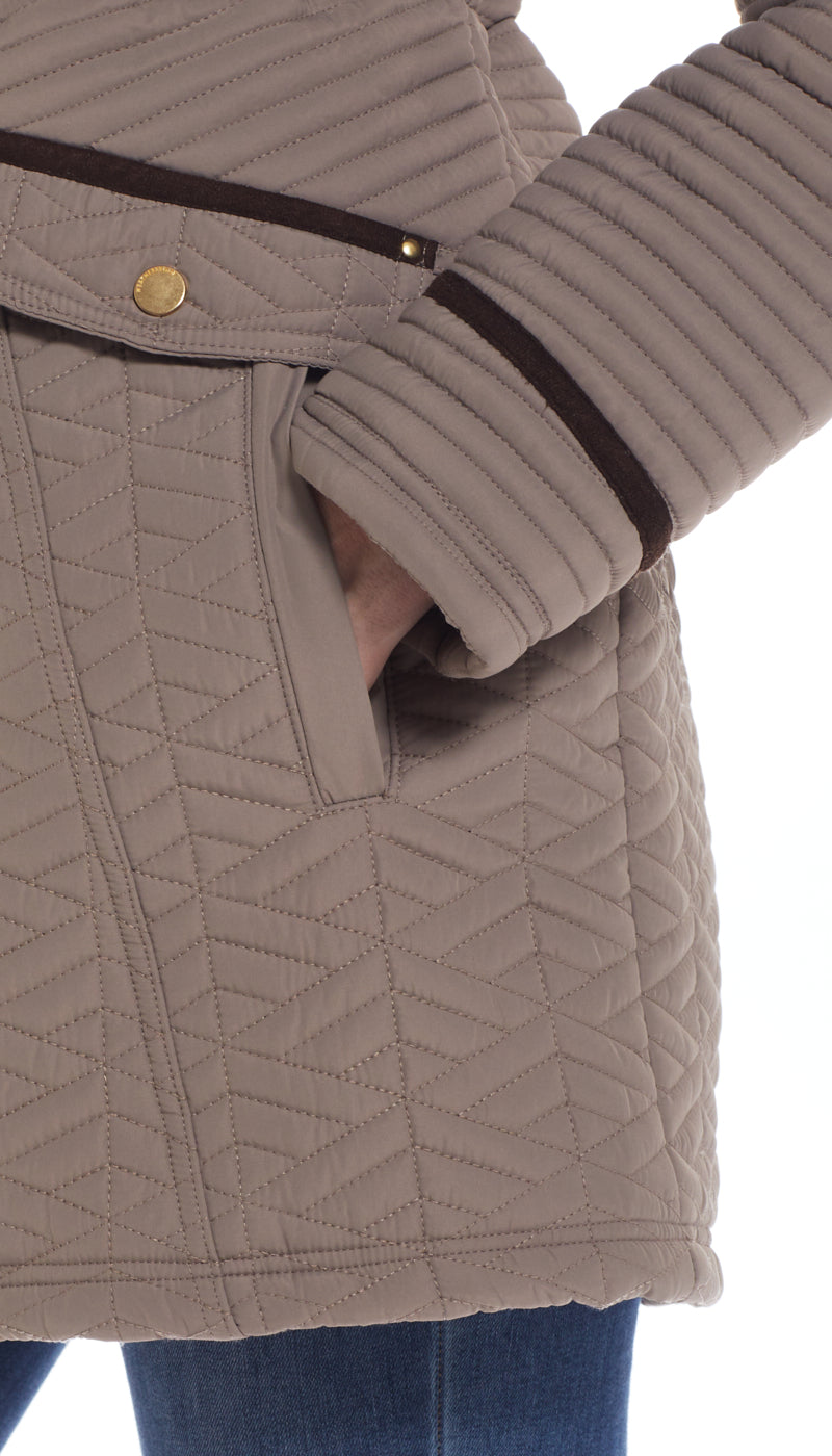 QUILTED WALKER WITH FAUX SUEDE DETAILS