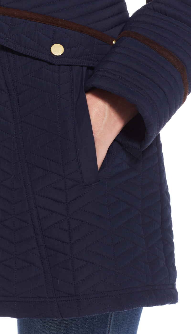 QUILTED WALKER WITH FAUX SUEDE DETAILS