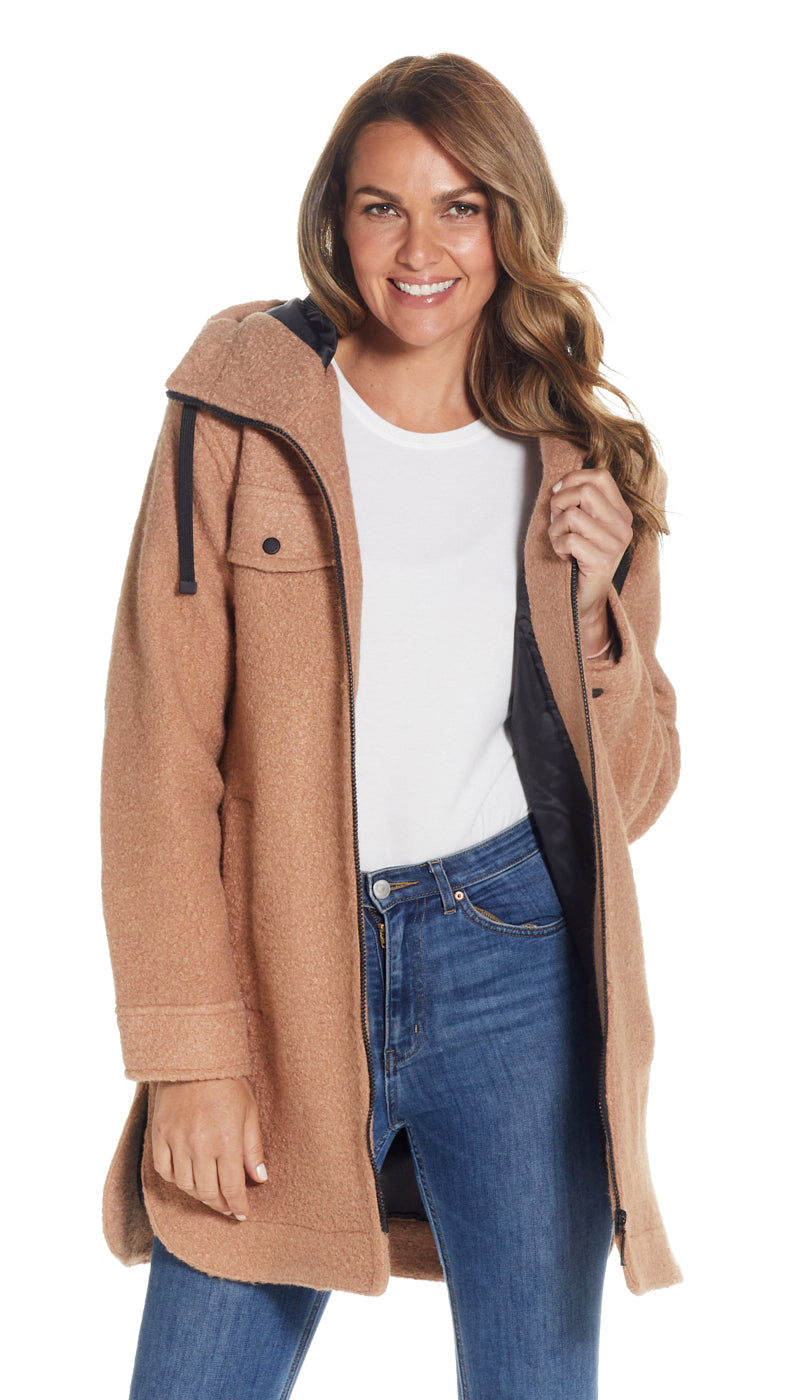 POLY BOUCLE ZIP SHACKET