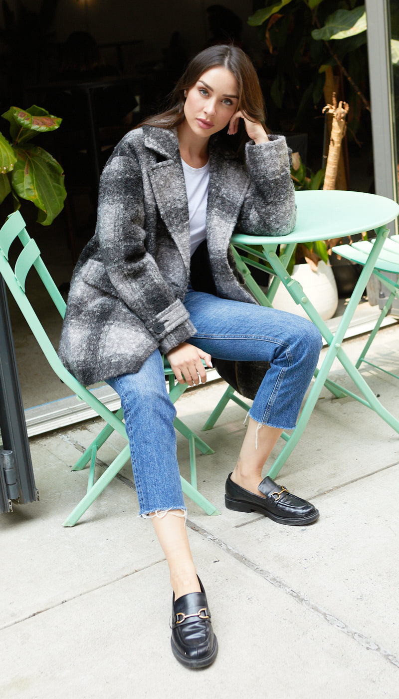 POLY BOUCLE PEA COAT