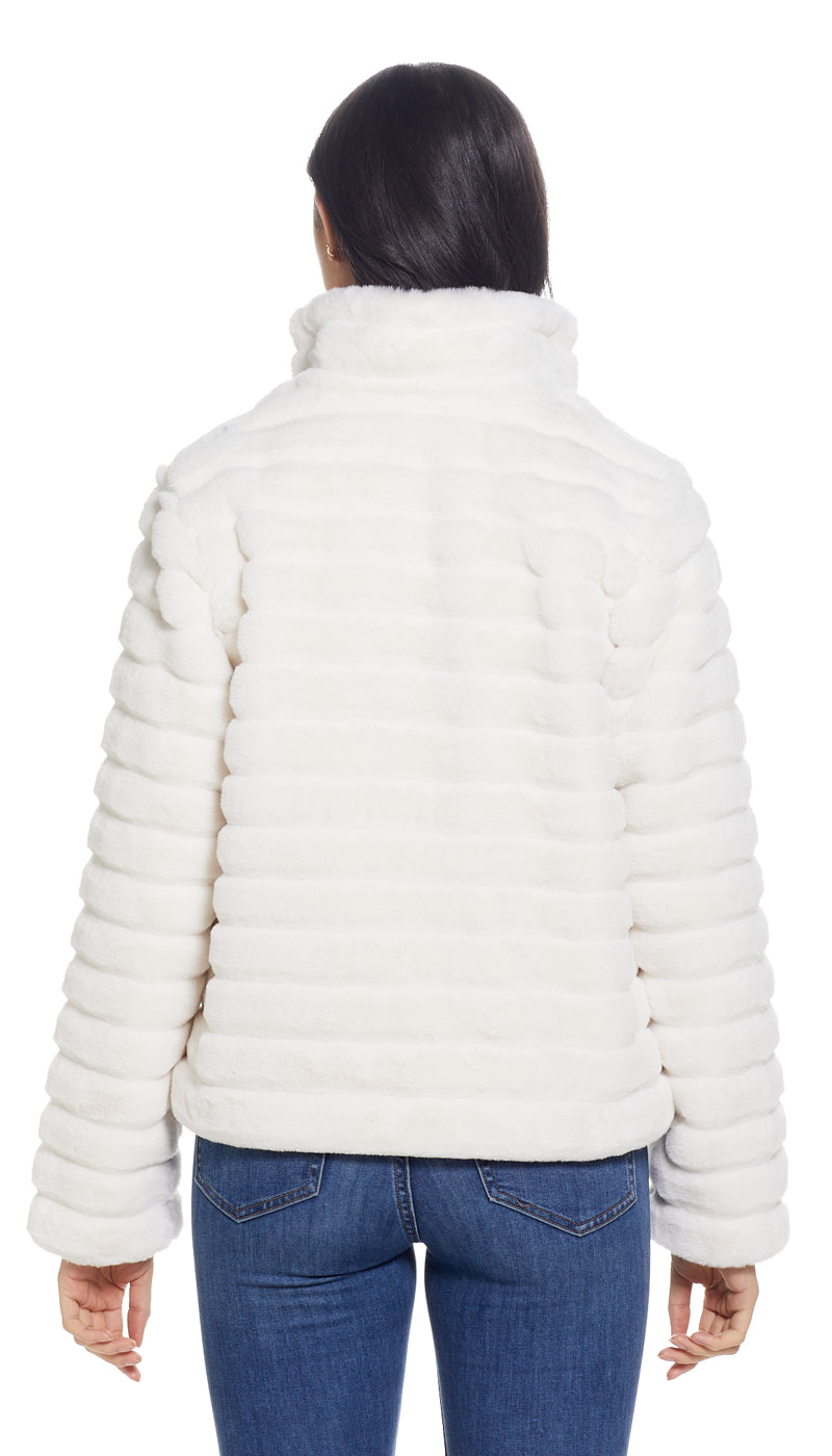 GROOVED FAUX FUR JACKET