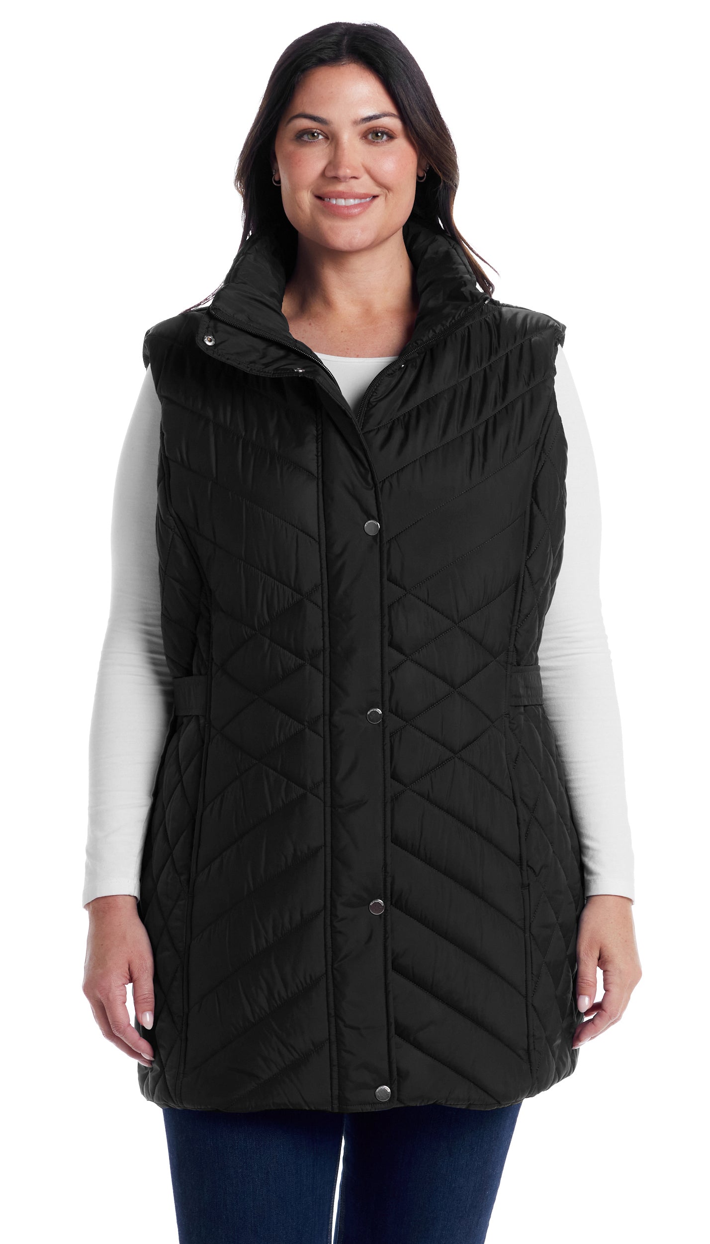 MIXED QUILTED LONGLINE VEST