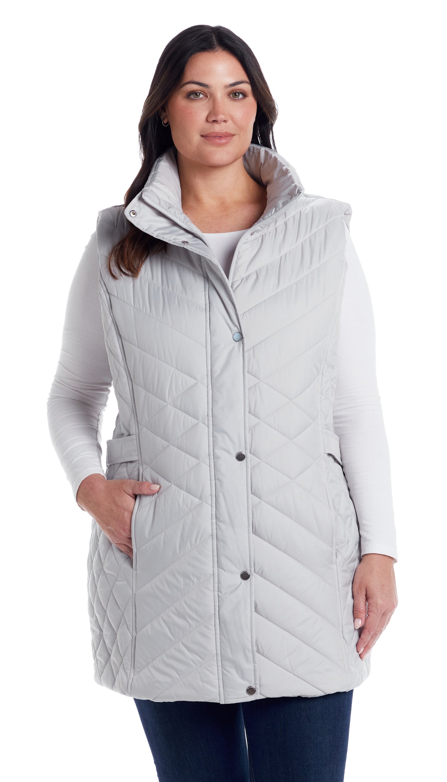 MIXED QUILTED LONGLINE VEST