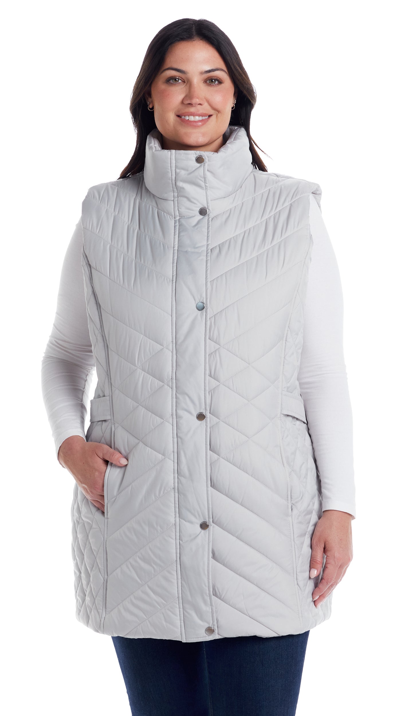 MIXED QUILTED LONGLINE VEST