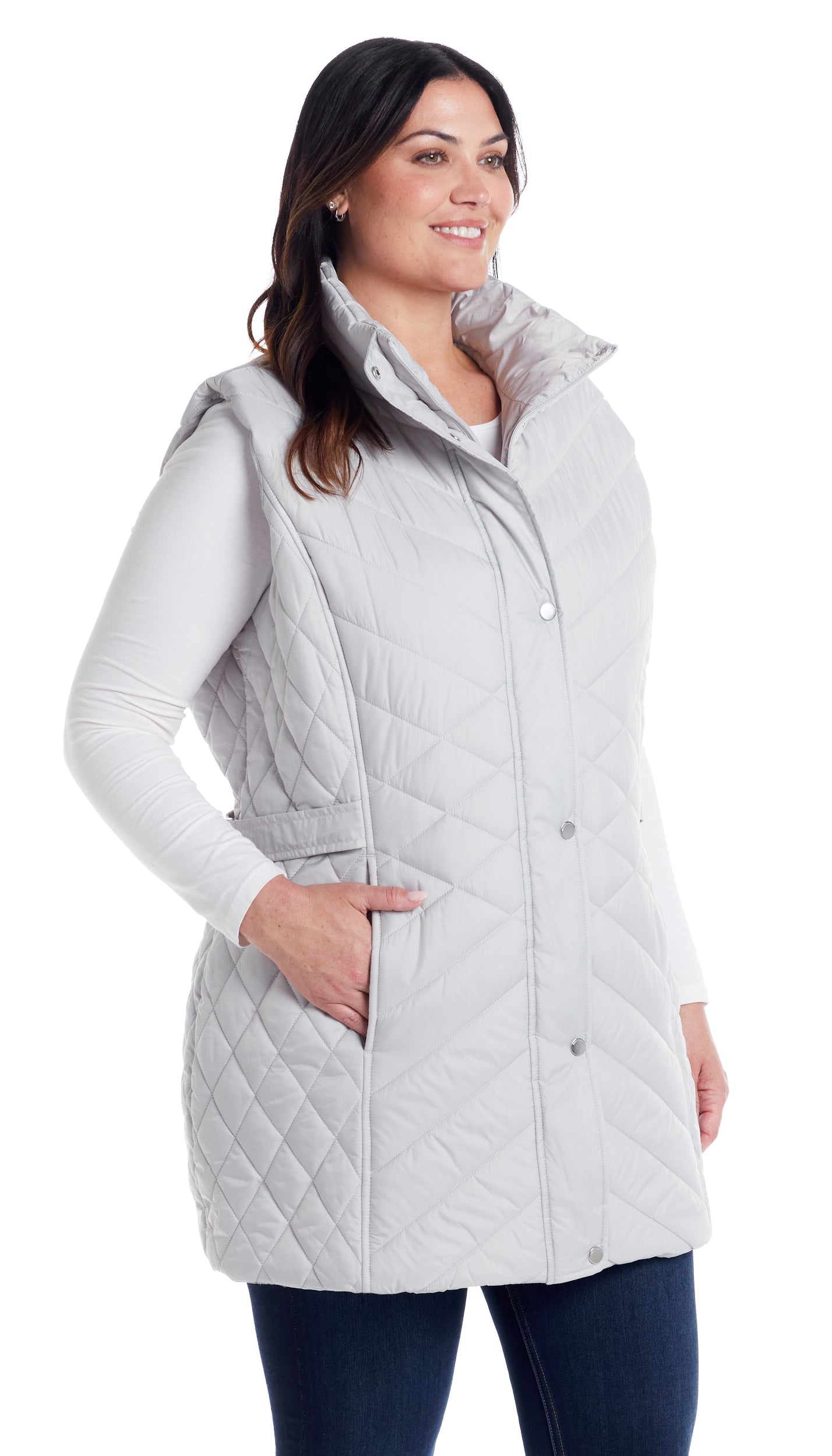 MIXED QUILTED LONGLINE VEST