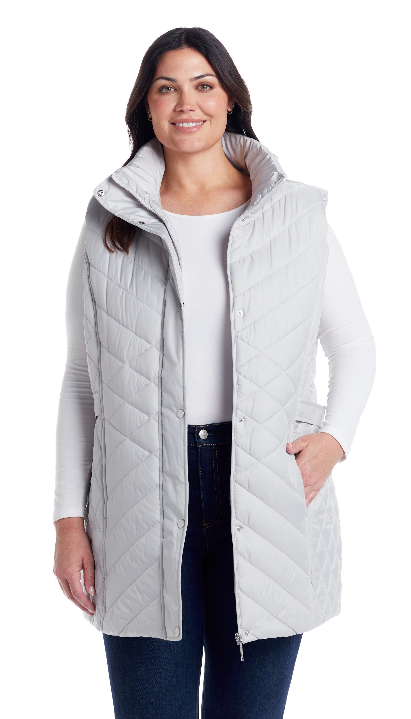 MIXED QUILTED LONGLINE VEST