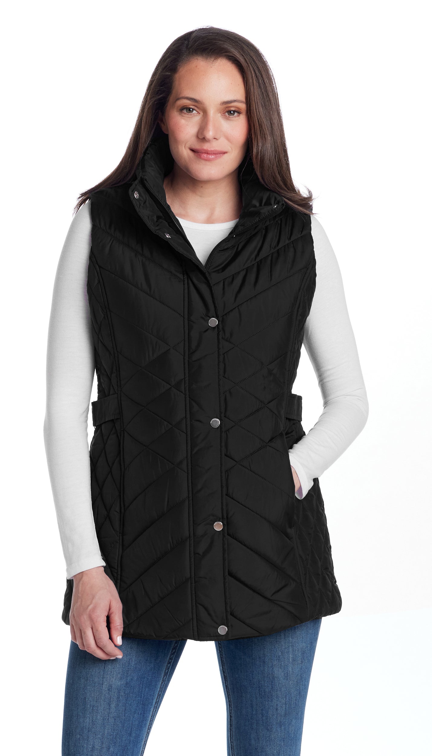 MIXED QUILTED LONGLINE VEST