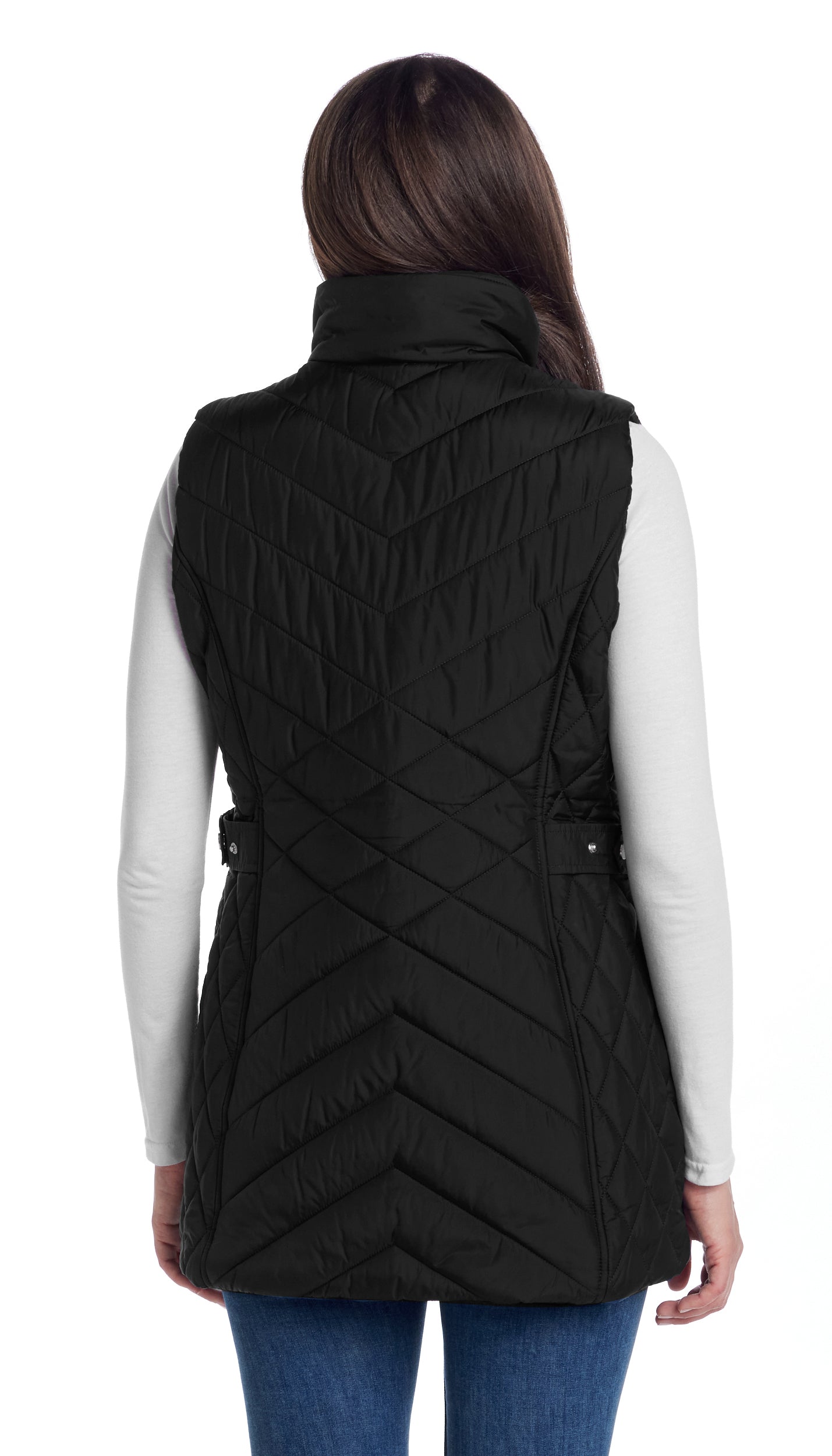 MIXED QUILTED LONGLINE VEST