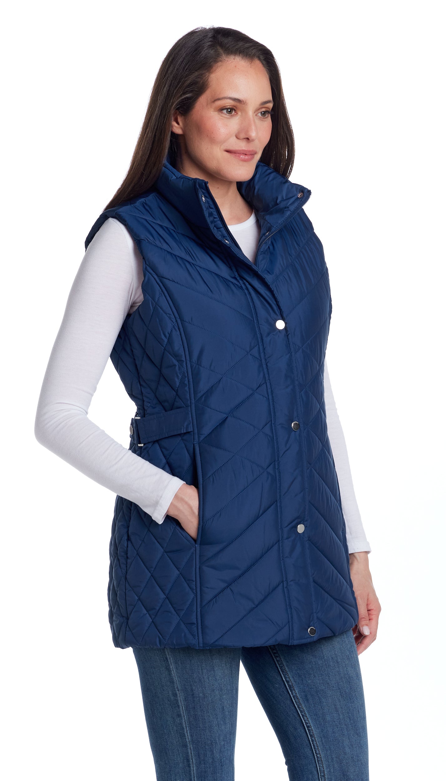 MIXED QUILTED LONGLINE VEST