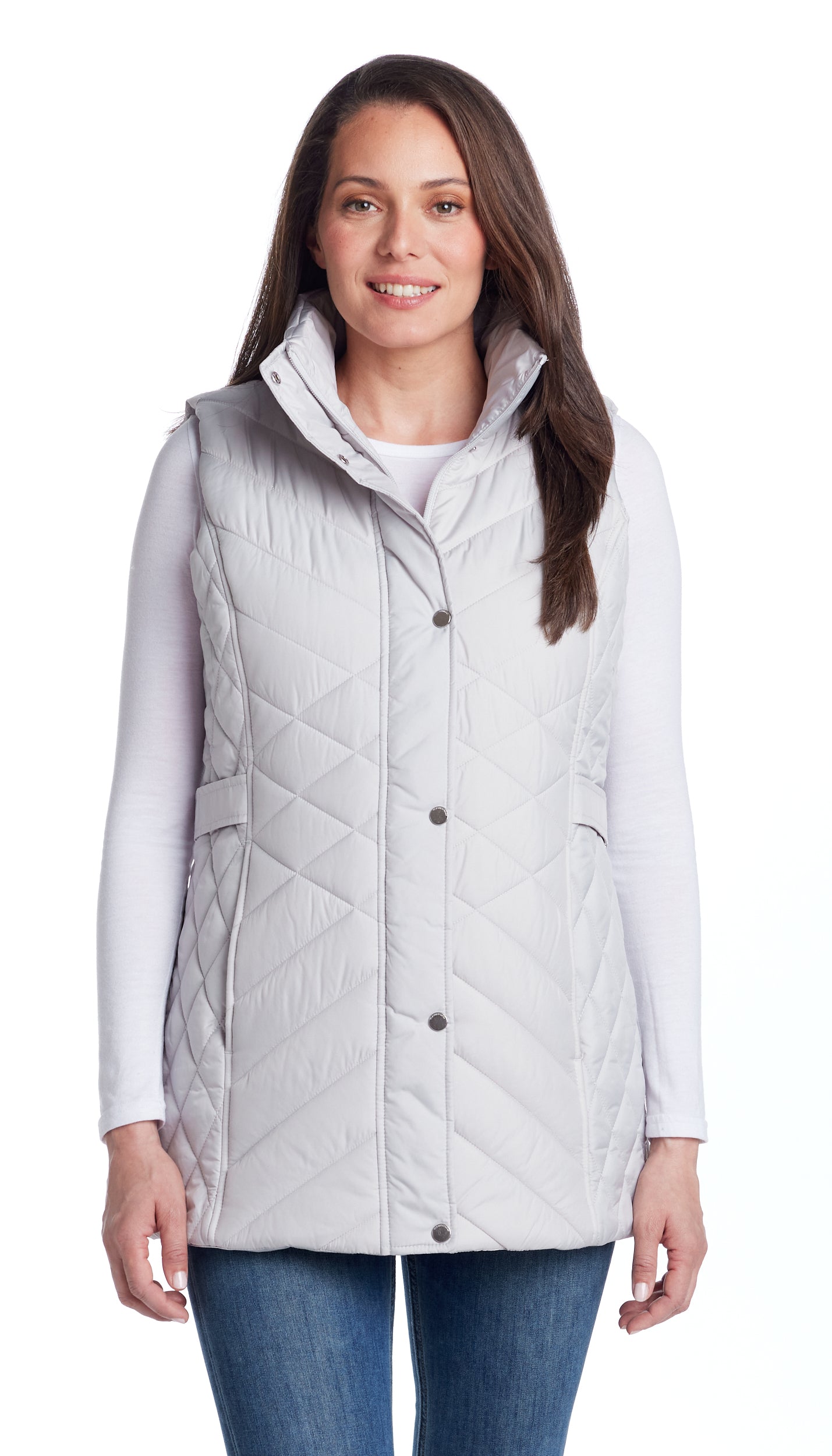 MIXED QUILTED LONGLINE VEST
