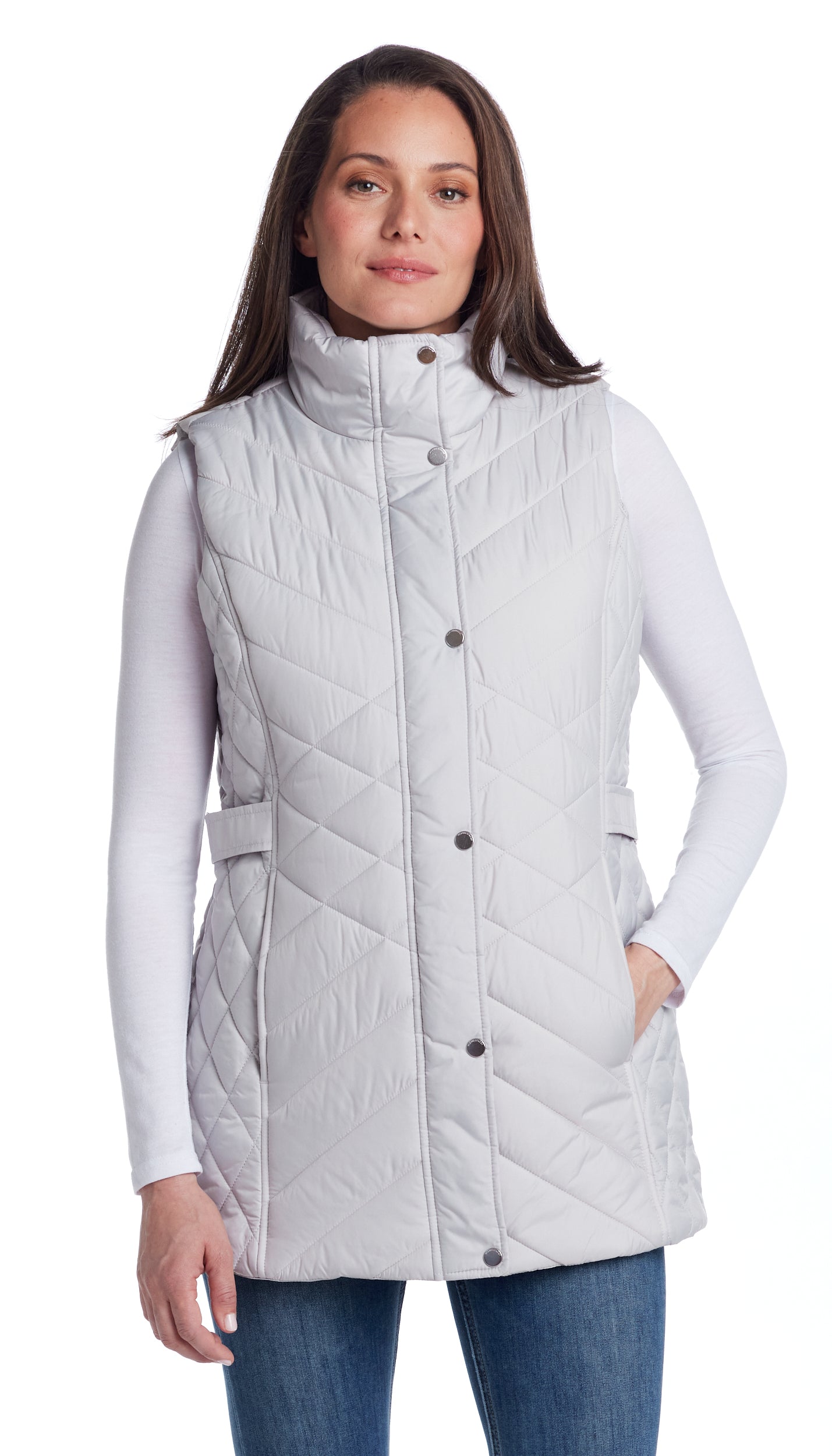 MIXED QUILTED LONGLINE VEST