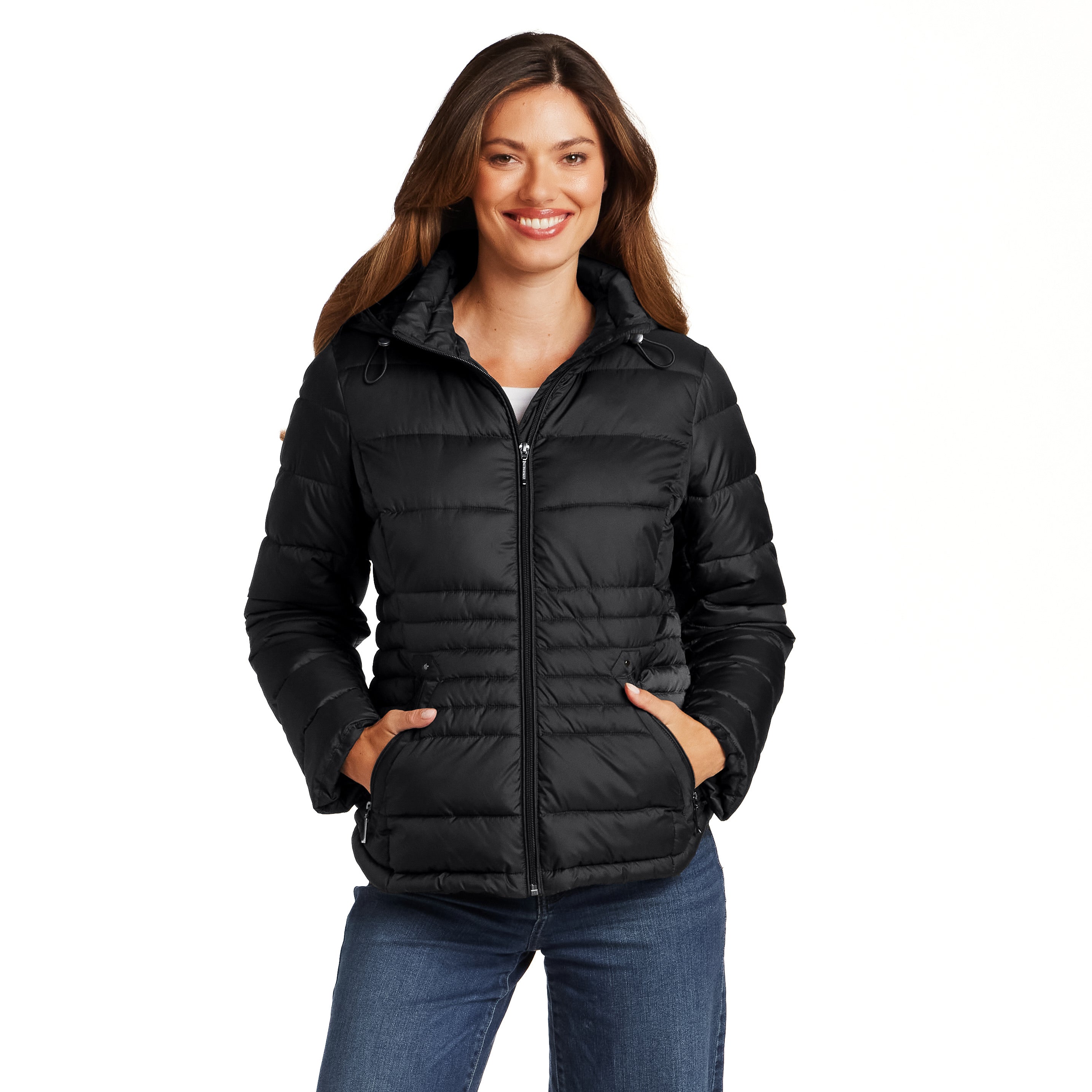 HOODED ZIP FRONT PUFFER