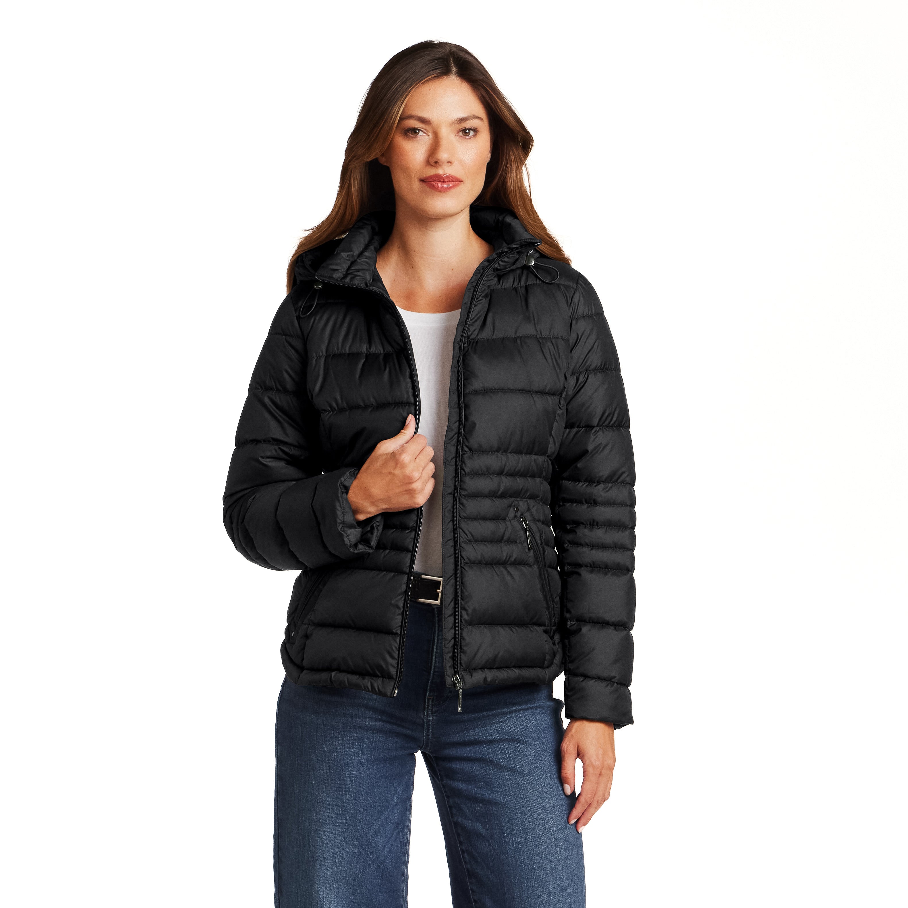 HOODED ZIP FRONT PUFFER