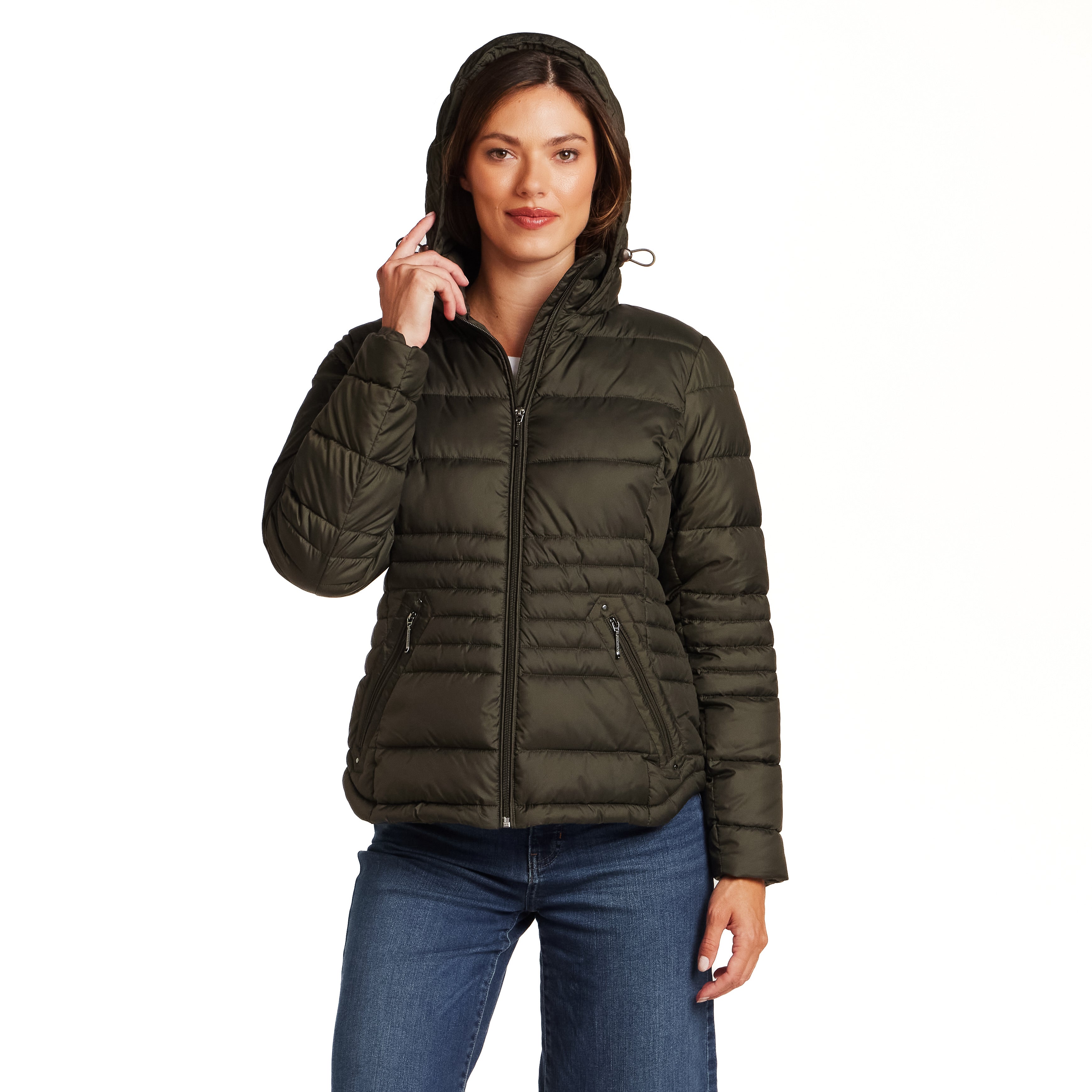 HOODED ZIP FRONT PUFFER