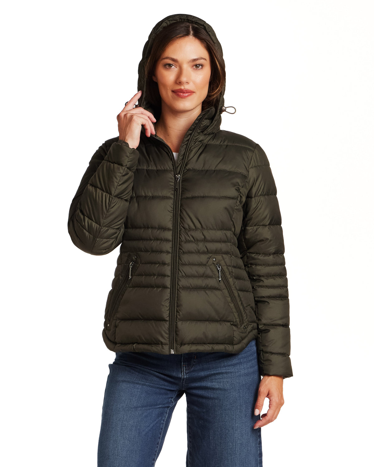 HOODED ZIP FRONT PUFFER