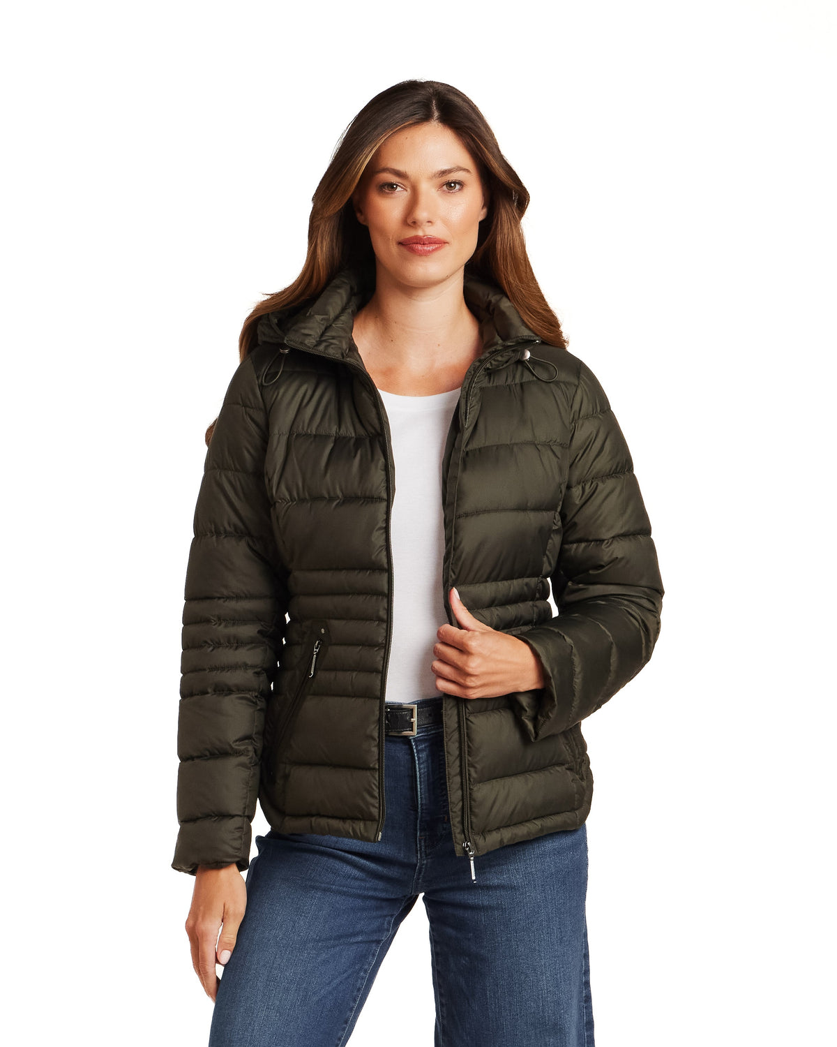 HOODED ZIP FRONT PUFFER