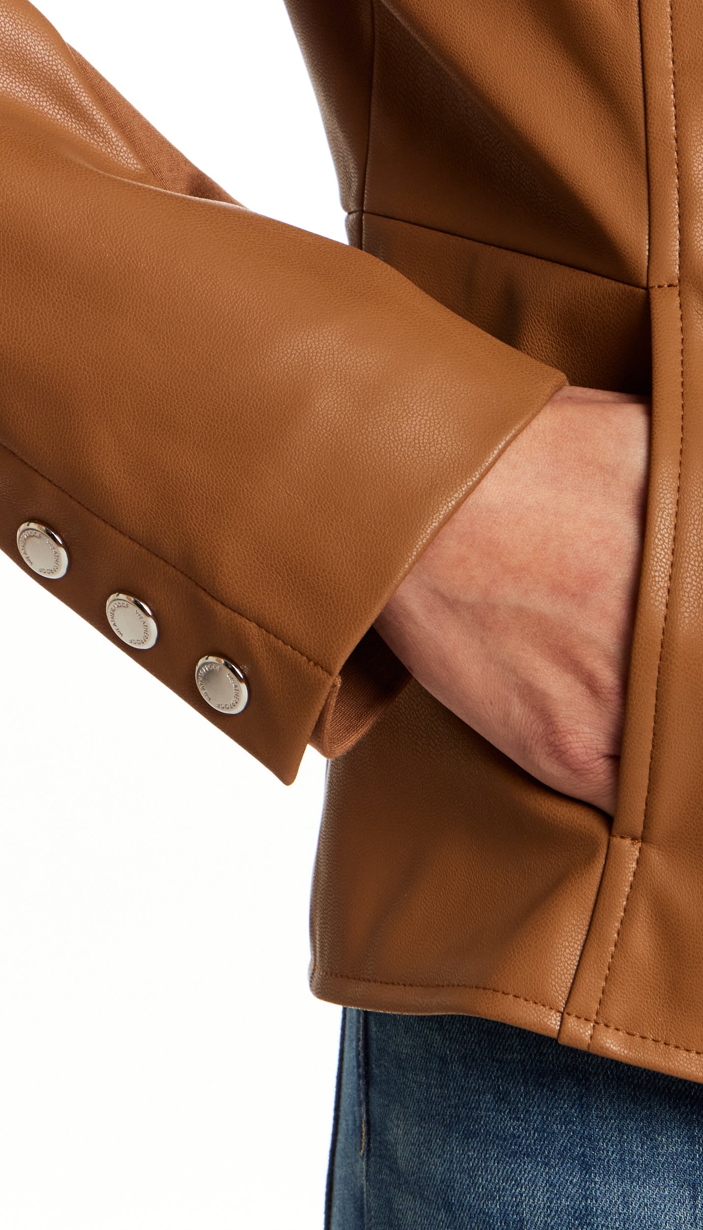 FAUX LEATHER JACKET WITH STRETCH KNIT