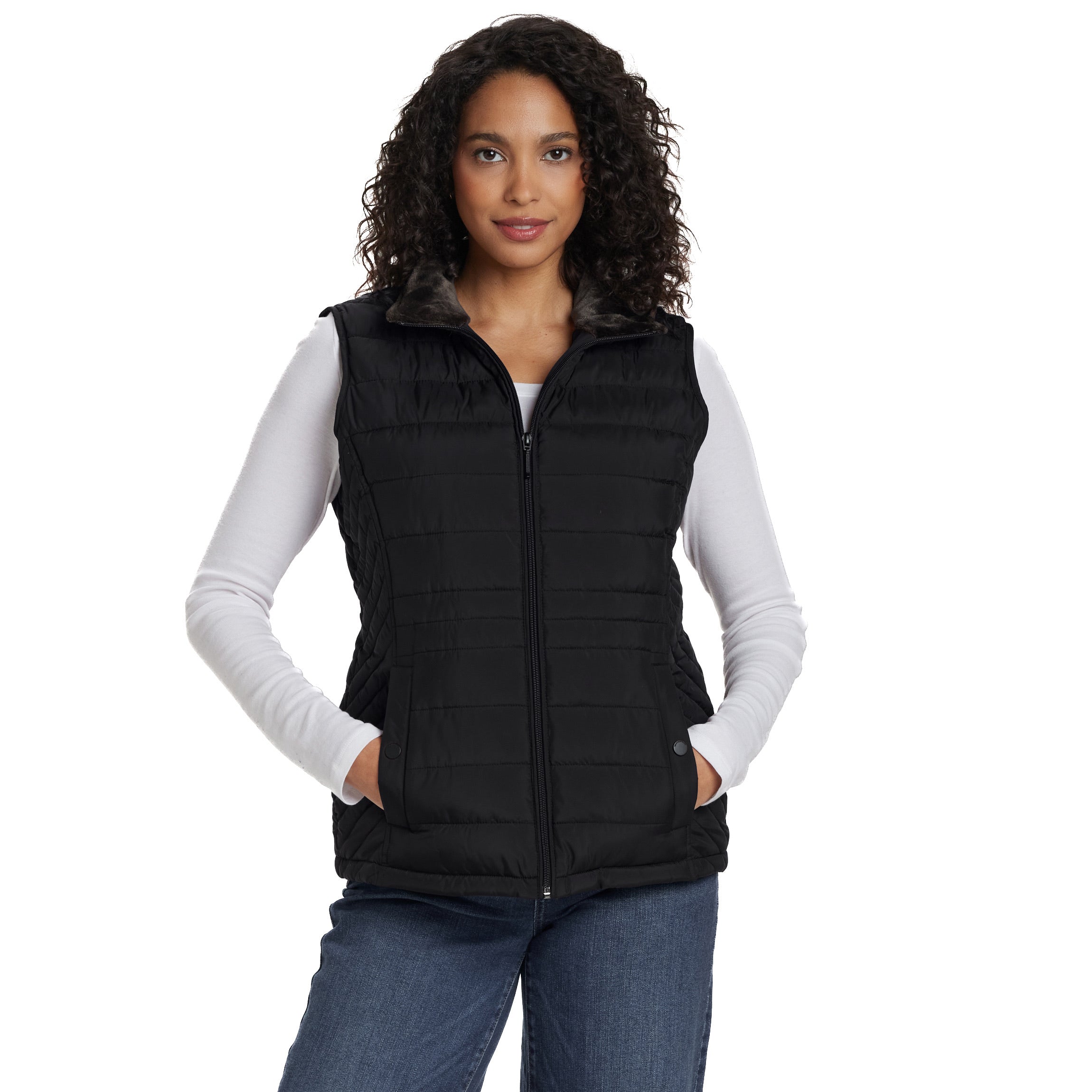 PLUSH LINED PUFFER QUILTED VEST