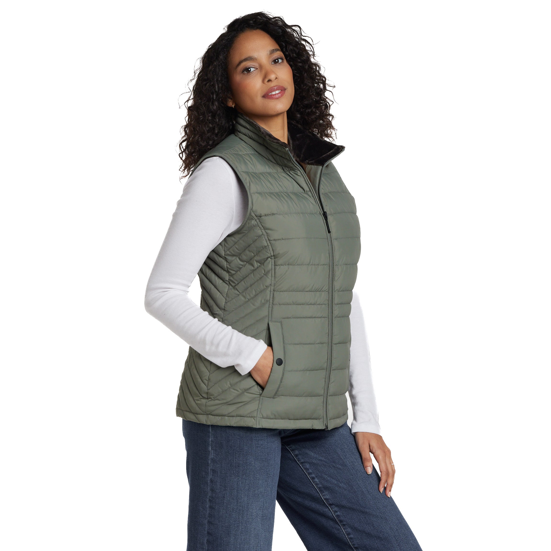 PLUSH LINED PUFFER QUILTED VEST