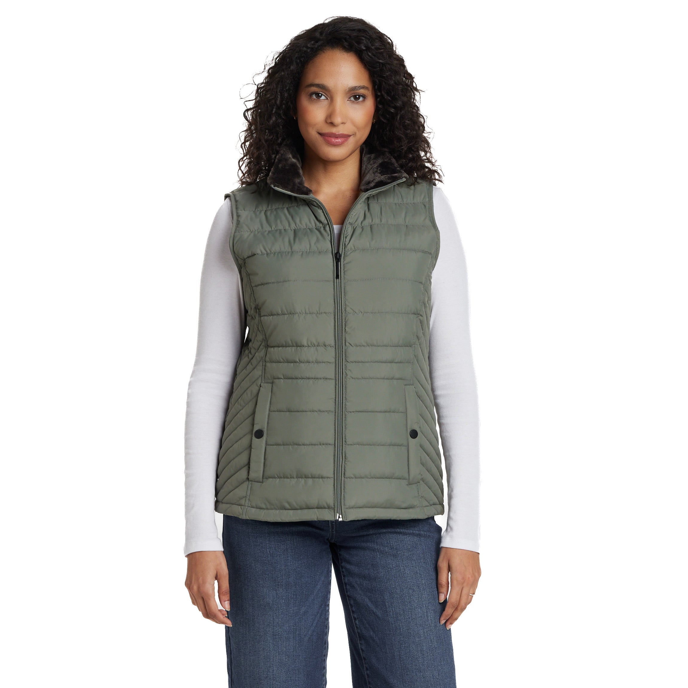 PLUSH LINED PUFFER QUILTED VEST