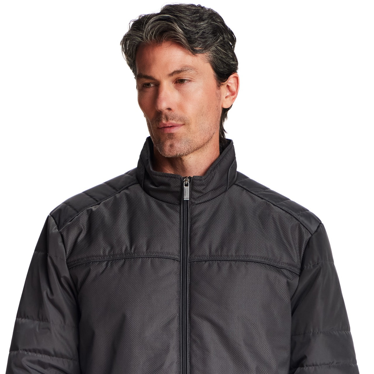 DOBBY/FAUX MEMORY JACKET