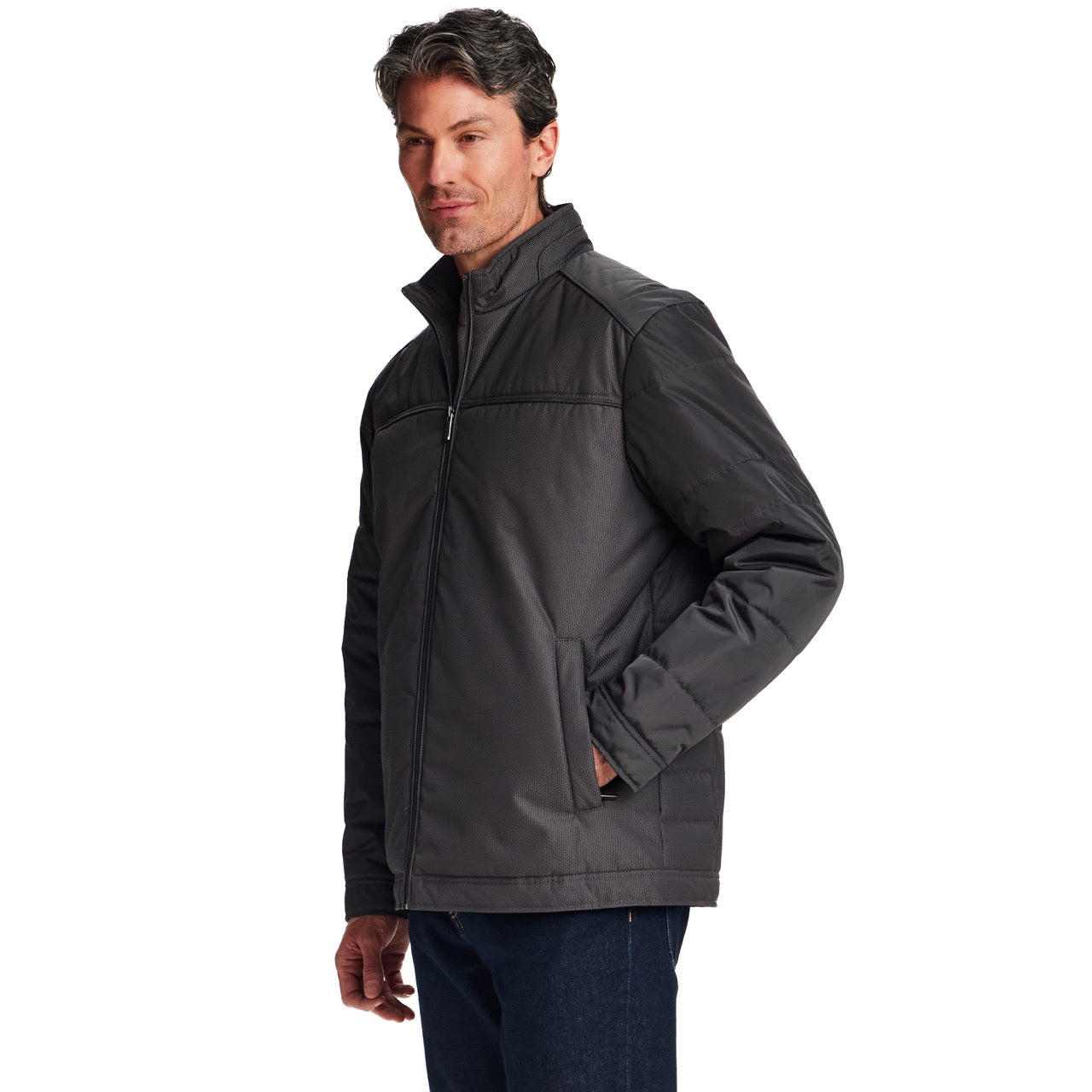 DOBBY/FAUX MEMORY JACKET