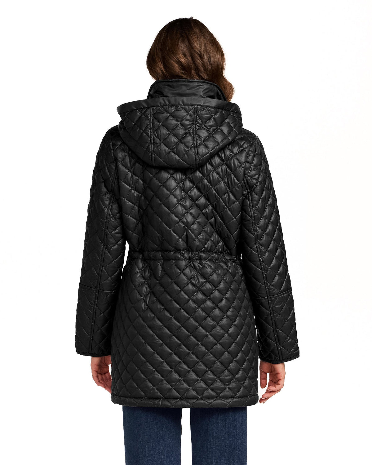 HOODED CORDUROY TRIMMED QUILTED WALKER