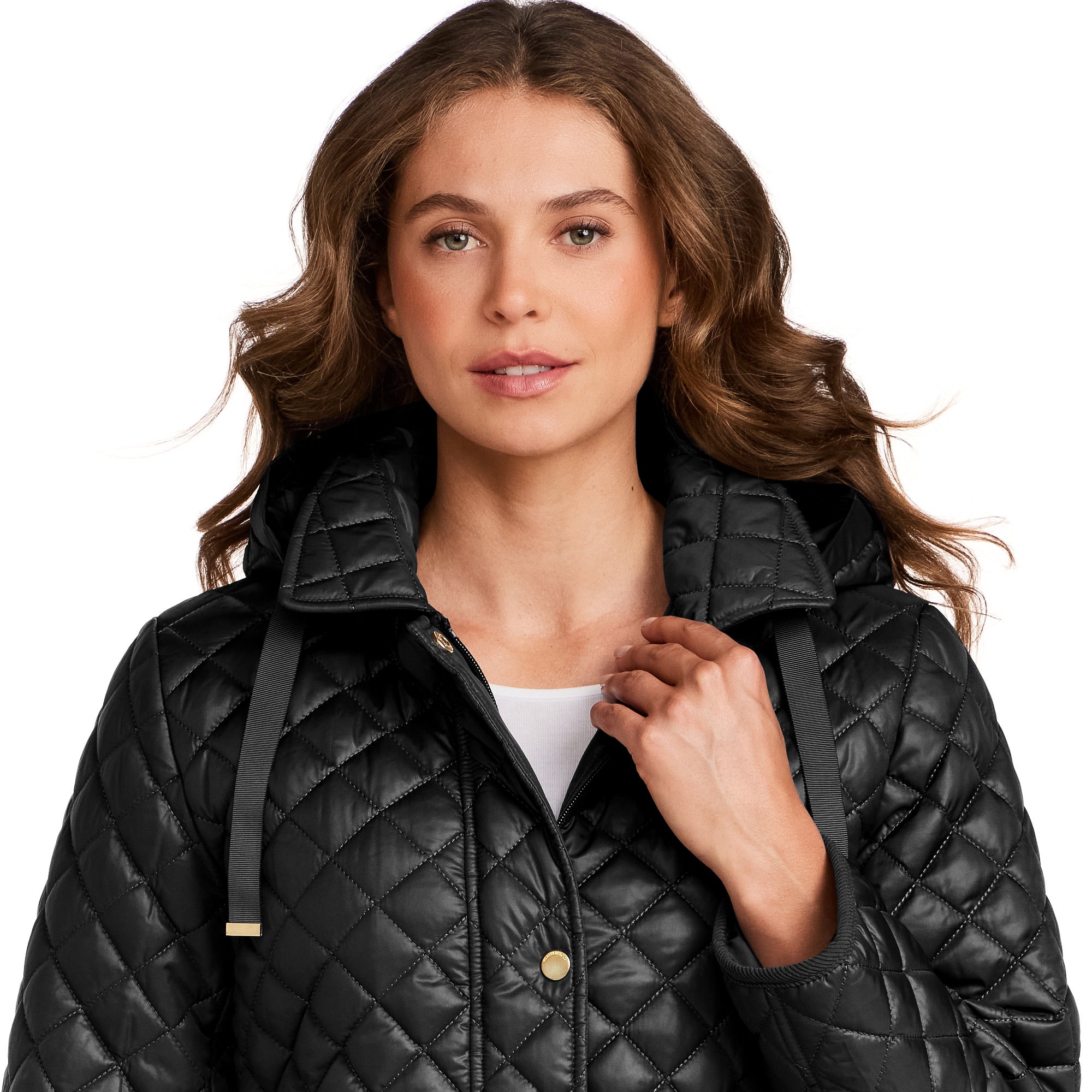 HOODED CORDUROY TRIMMED QUILTED WALKER