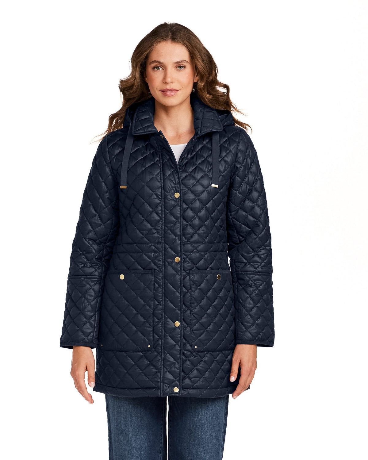 HOODED CORDUROY TRIMMED QUILTED WALKER
