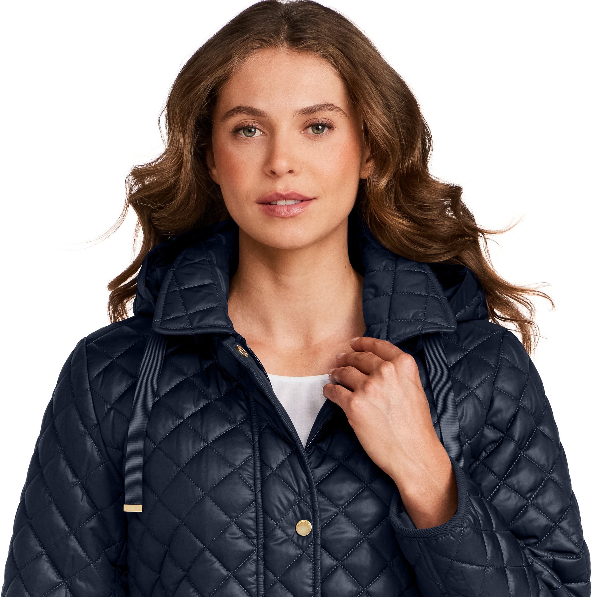 HOODED CORDUROY TRIMMED QUILTED WALKER