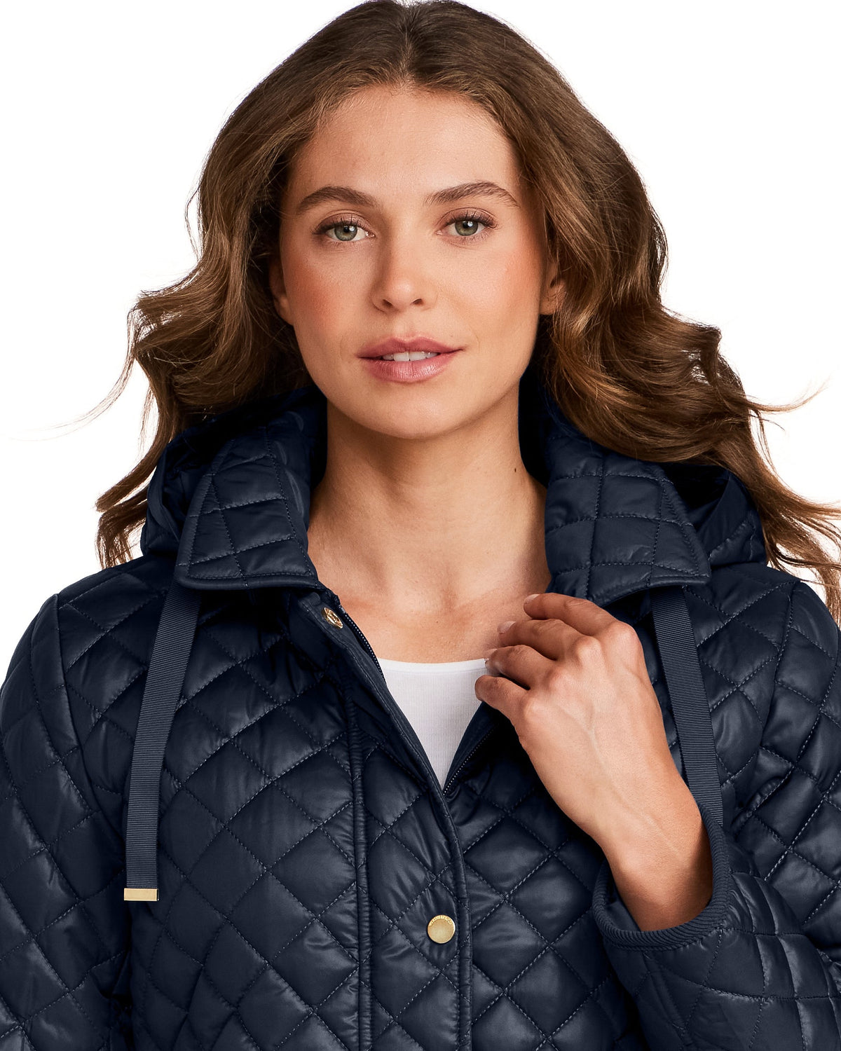 HOODED CORDUROY TRIMMED QUILTED WALKER