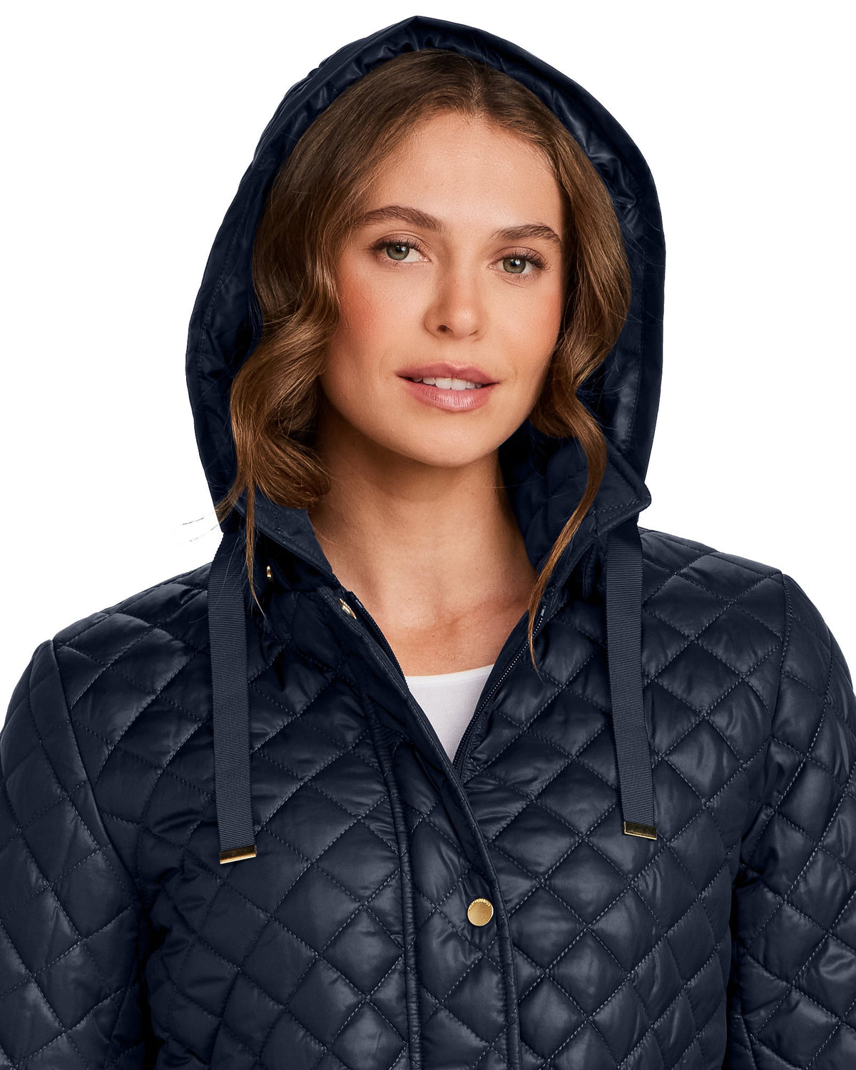 HOODED CORDUROY TRIMMED QUILTED WALKER