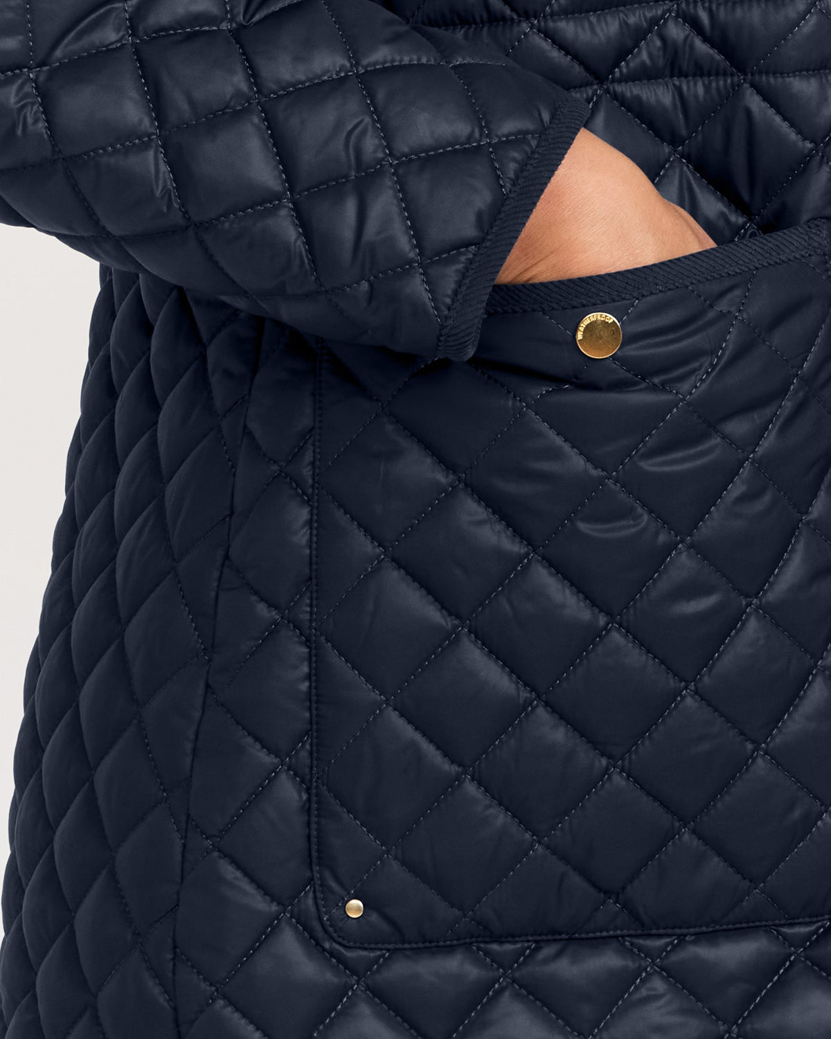 HOODED CORDUROY TRIMMED QUILTED WALKER