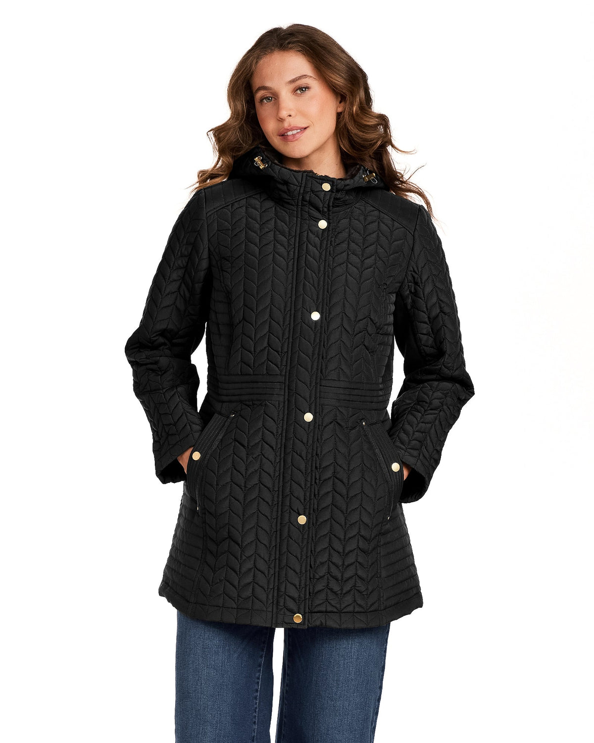 HOODED PLUSH LINED QUILTED WALKER