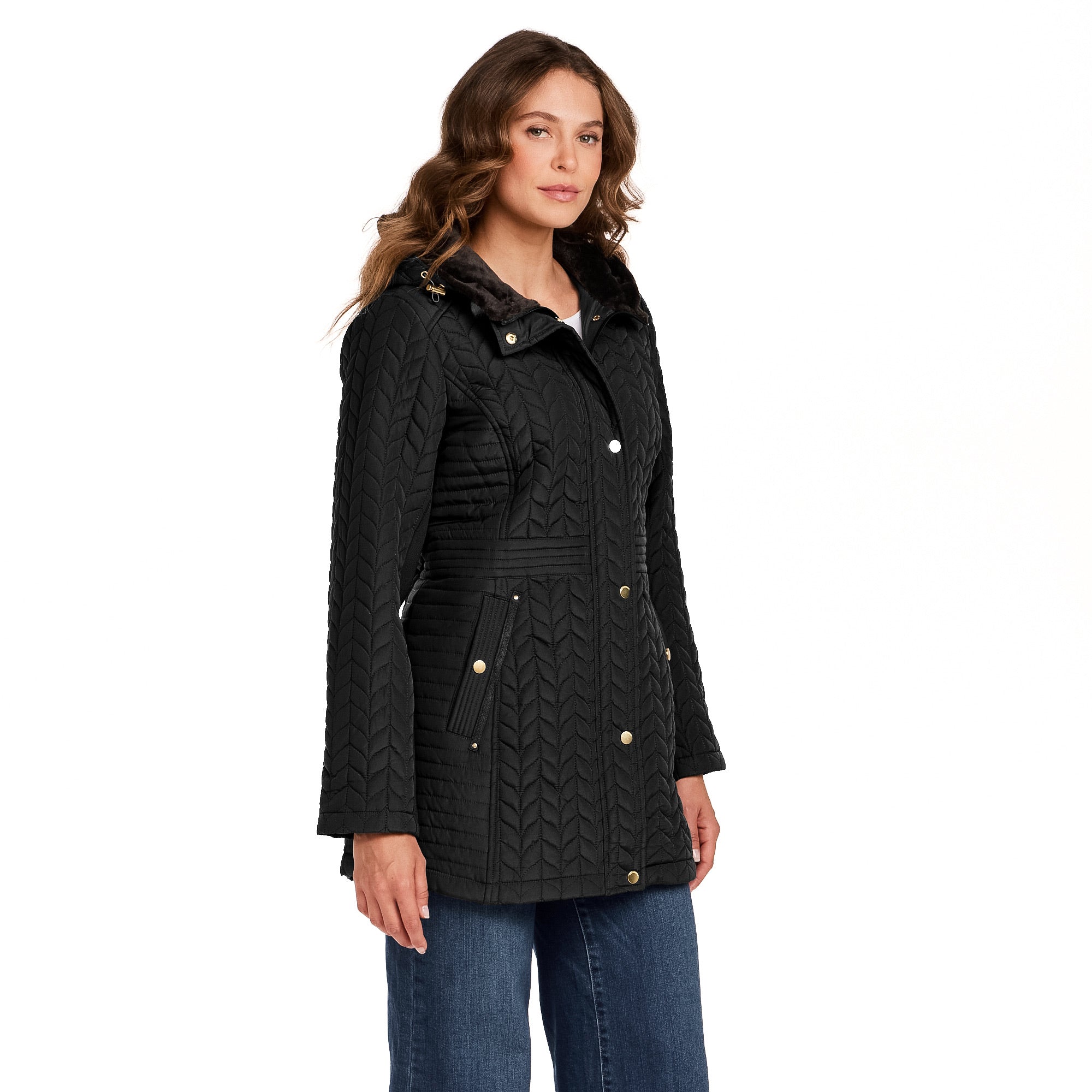 HOODED PLUSH LINED QUILTED WALKER