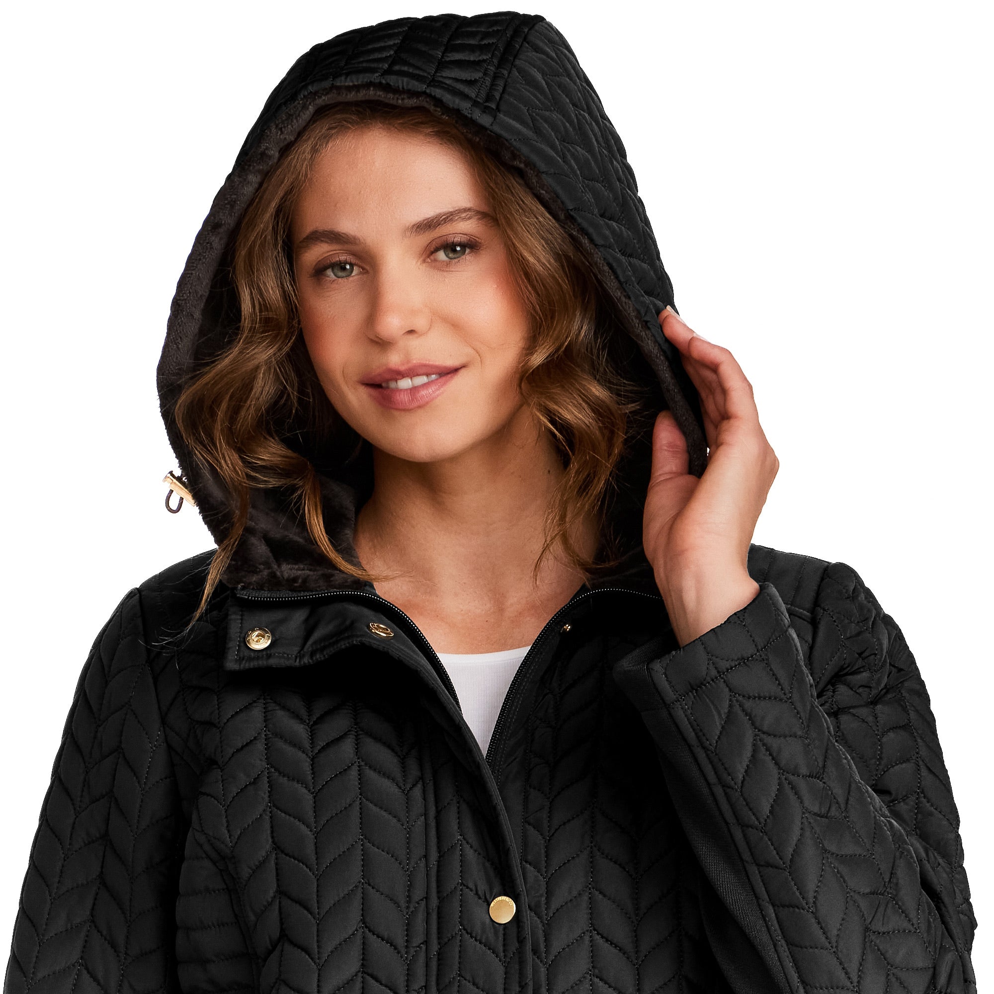 HOODED PLUSH LINED QUILTED WALKER