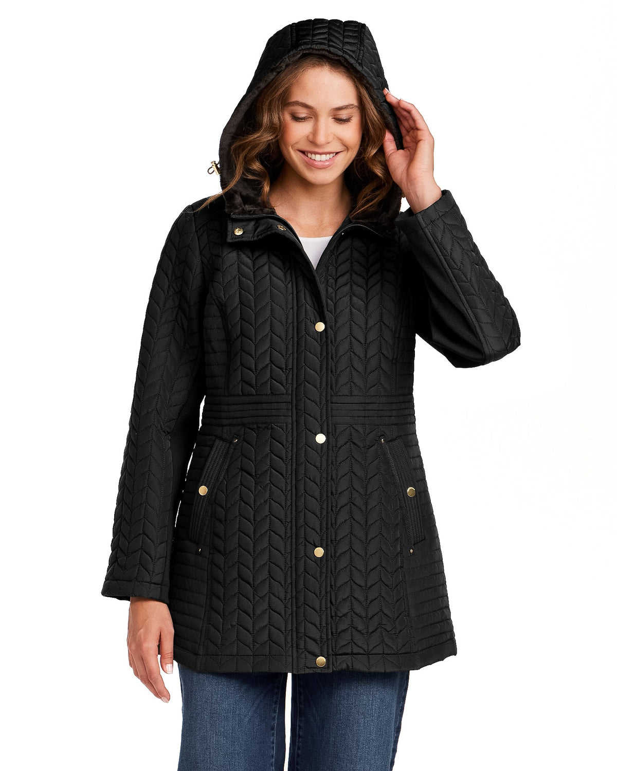 HOODED PLUSH LINED QUILTED WALKER