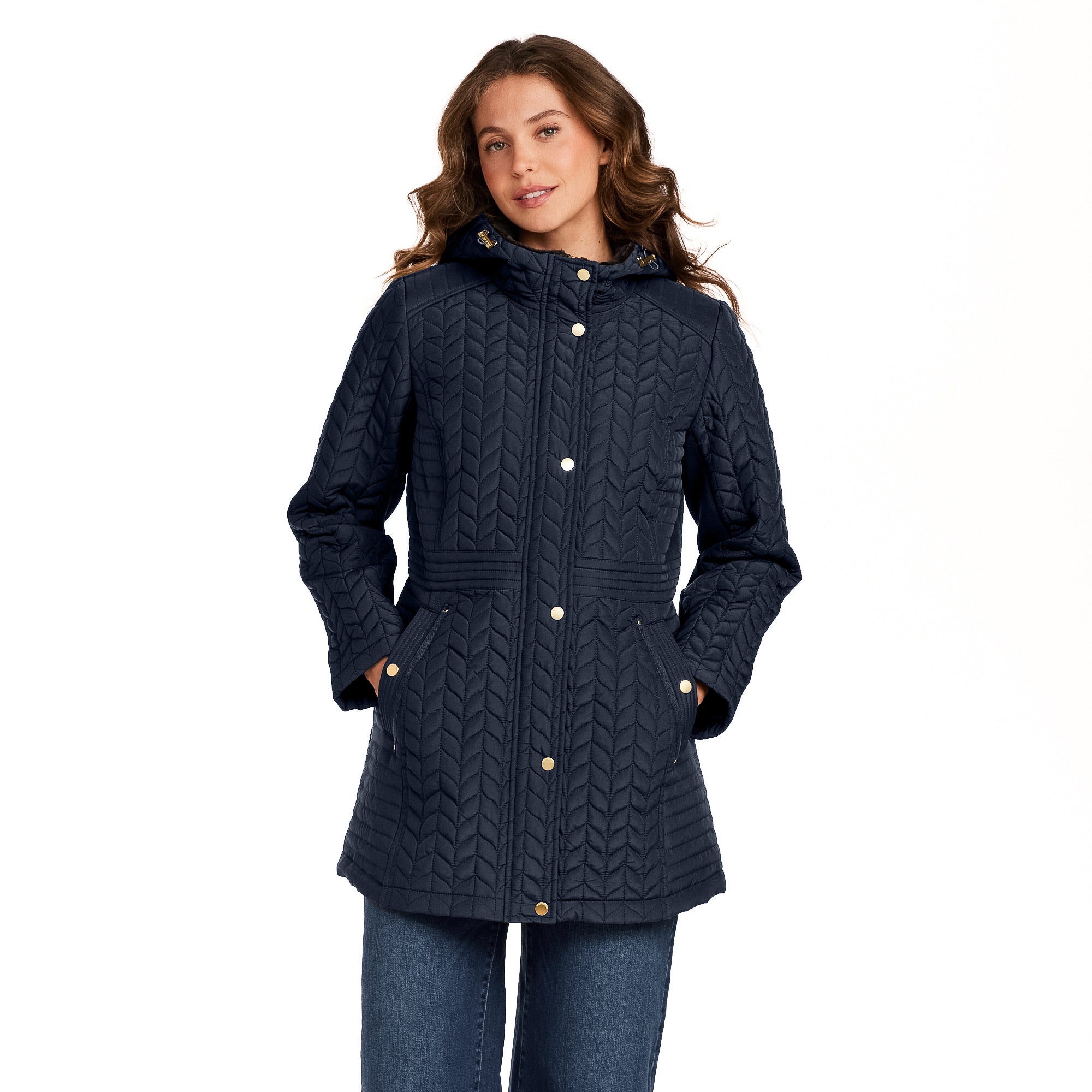 HOODED PLUSH LINED QUILTED WALKER