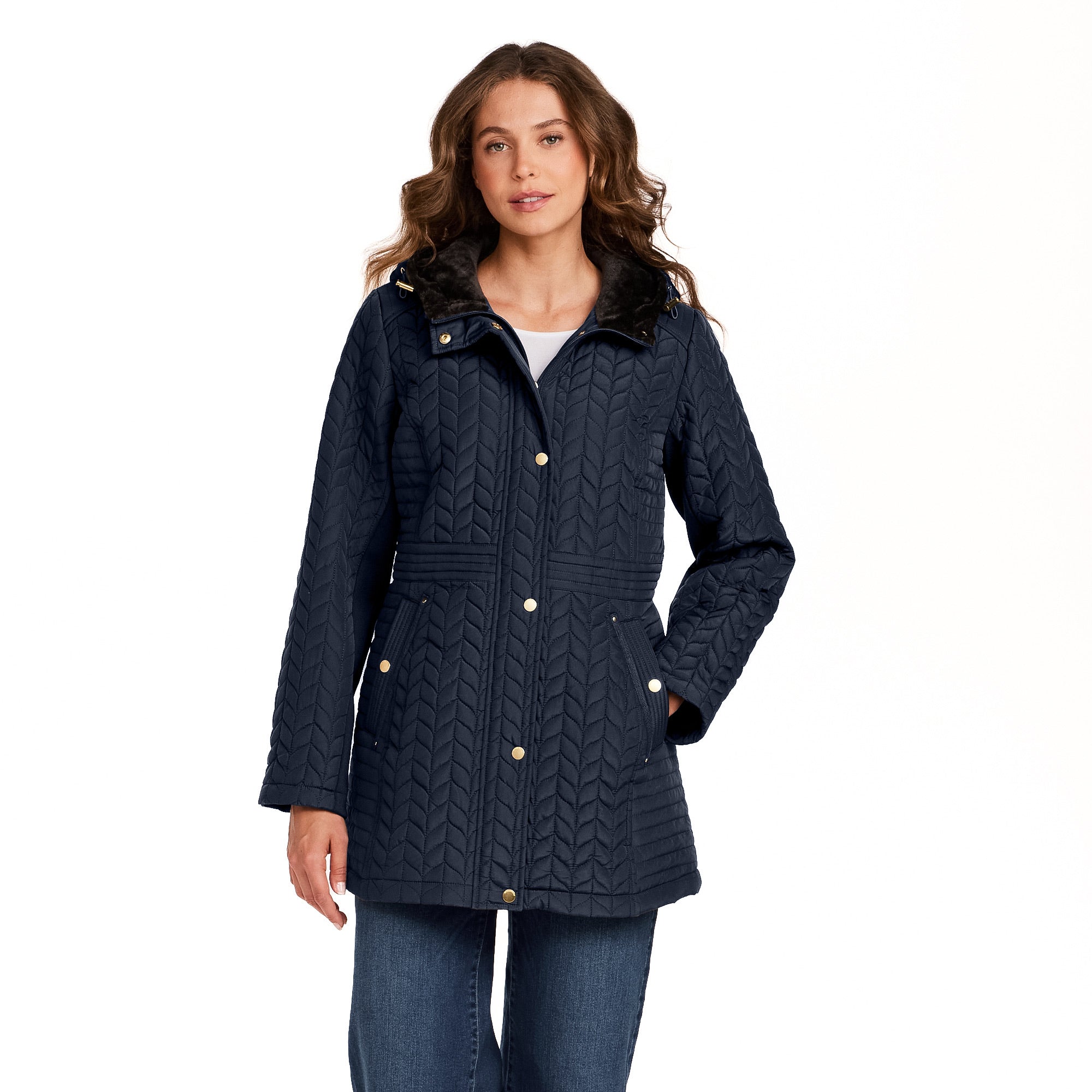 HOODED PLUSH LINED QUILTED WALKER