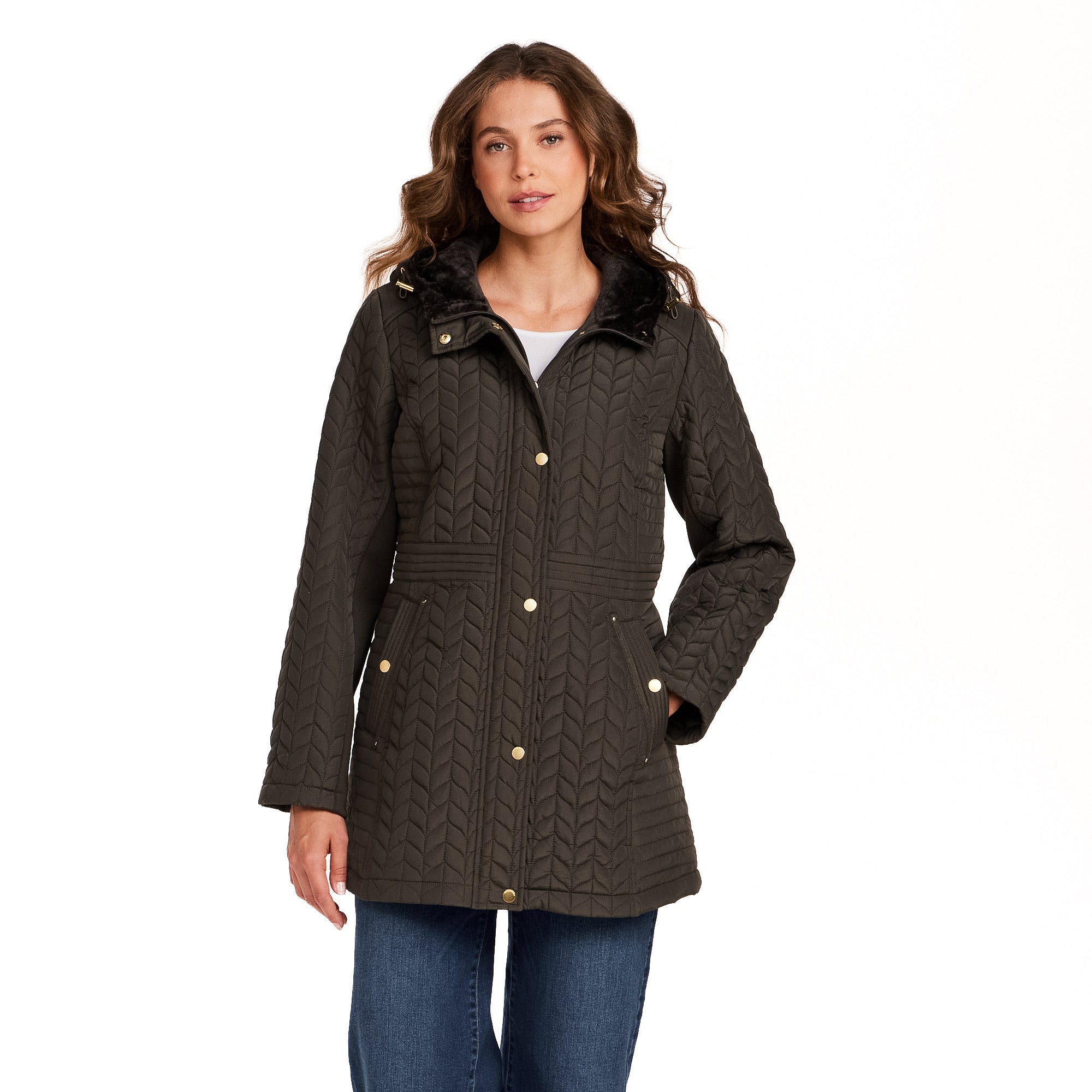 HOODED PLUSH LINED QUILTED WALKER