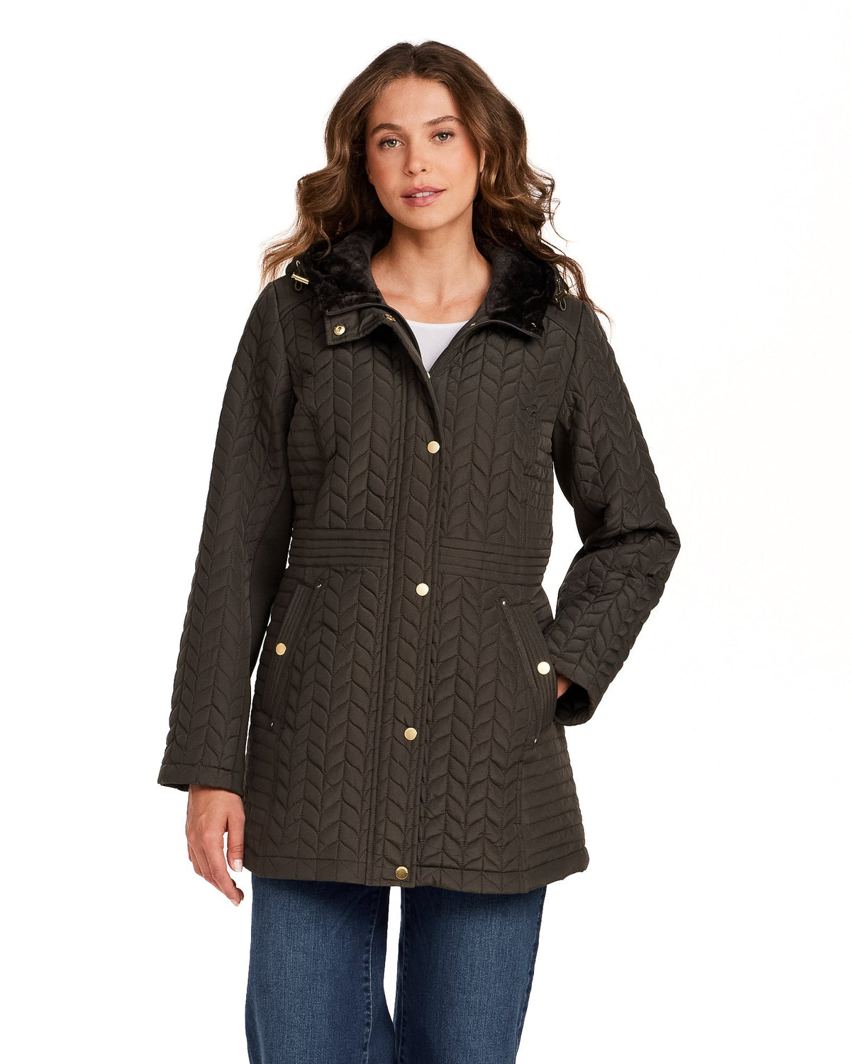 HOODED PLUSH LINED QUILTED WALKER