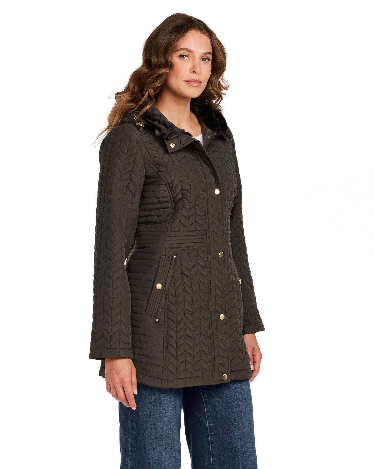 HOODED PLUSH LINED QUILTED WALKER